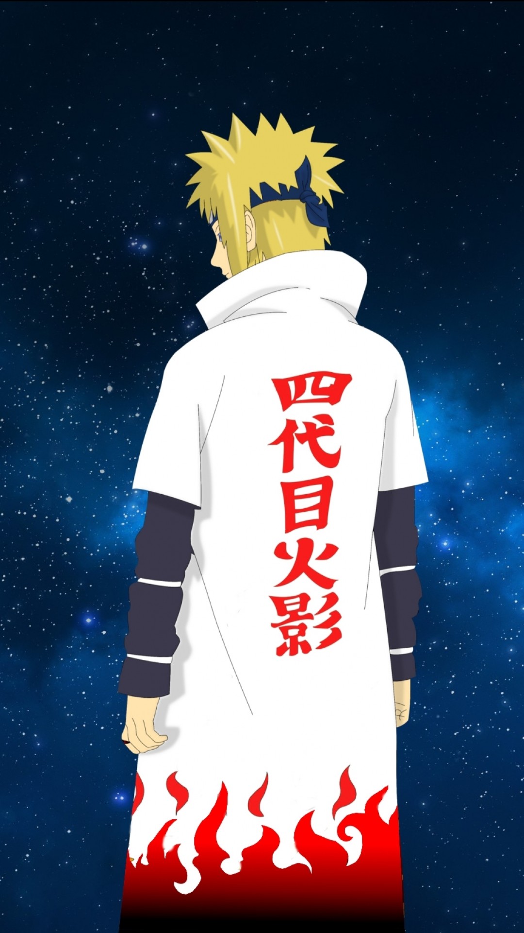 Minato Namikaze, Quarto Hokage, Mantello, Cielo stellato, 1080x1920, schermata di blocco iPhone