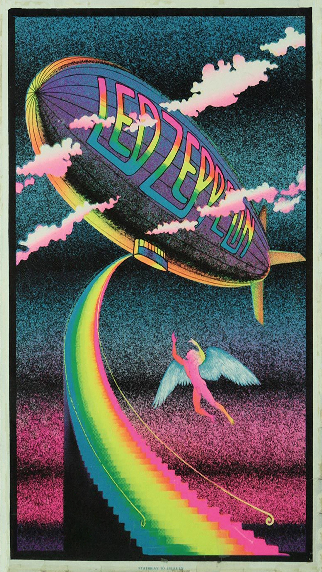 Led Zeppelin, Dirigibile, Arcobaleno, Poster psichedelico, 1080x1920, schermata di blocco iPhone