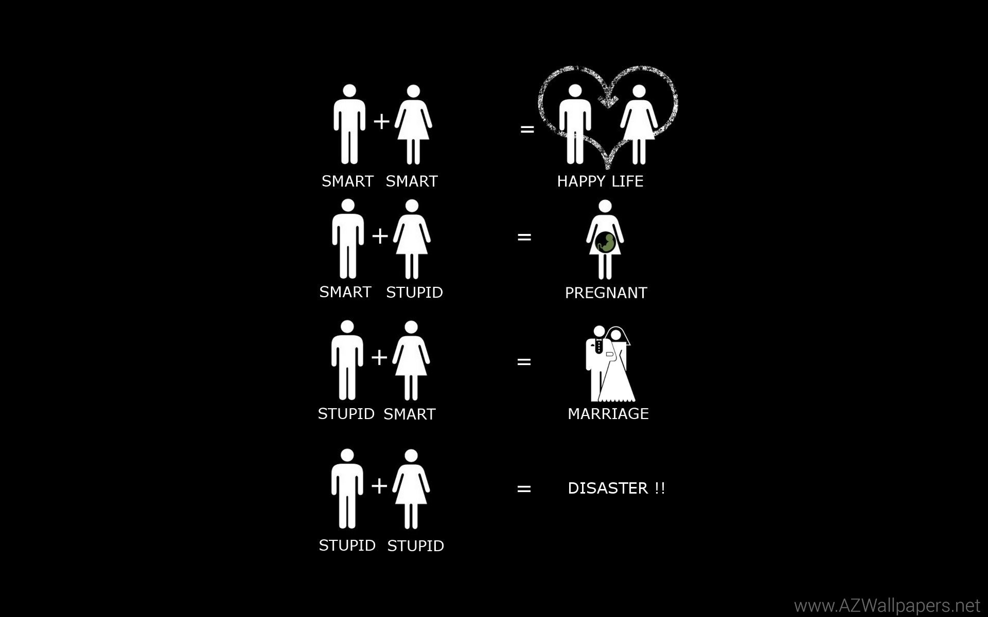 Smart + Stupid, Pittogrammi, Umorismo, Sfondo nero, Full HD, wallpaper per computer