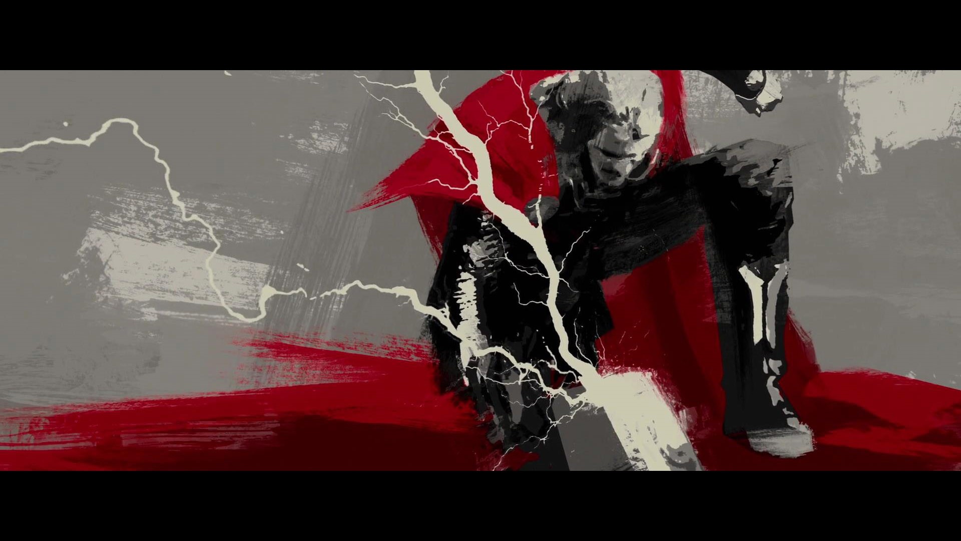 Thor, Marvel, Fulmini, Arte astratta, Pennellate, Full HD, sfondo per portatile