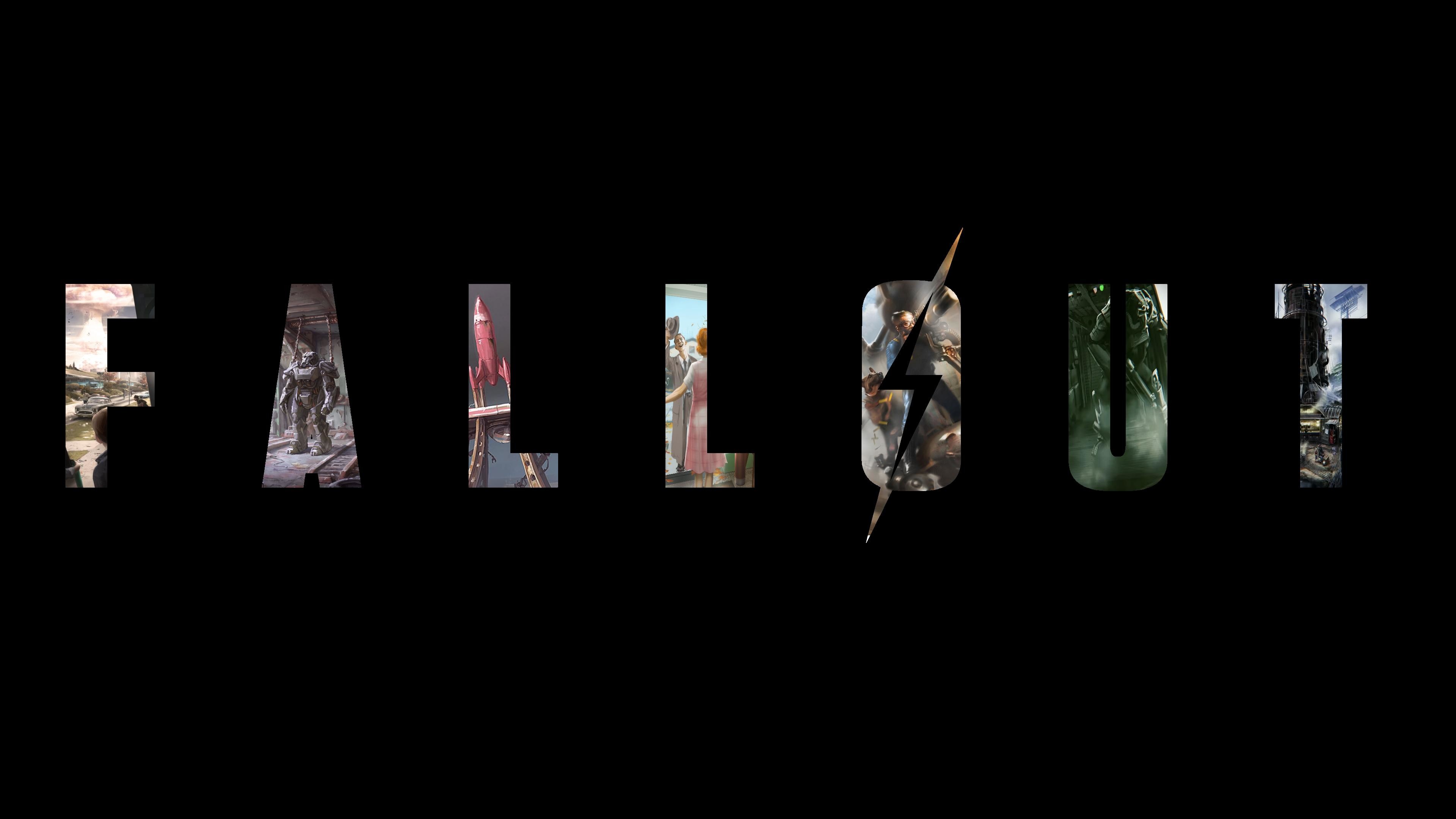 Fallout, Logo, Lettere, Sfondo nero, 4K, wallpaper PC