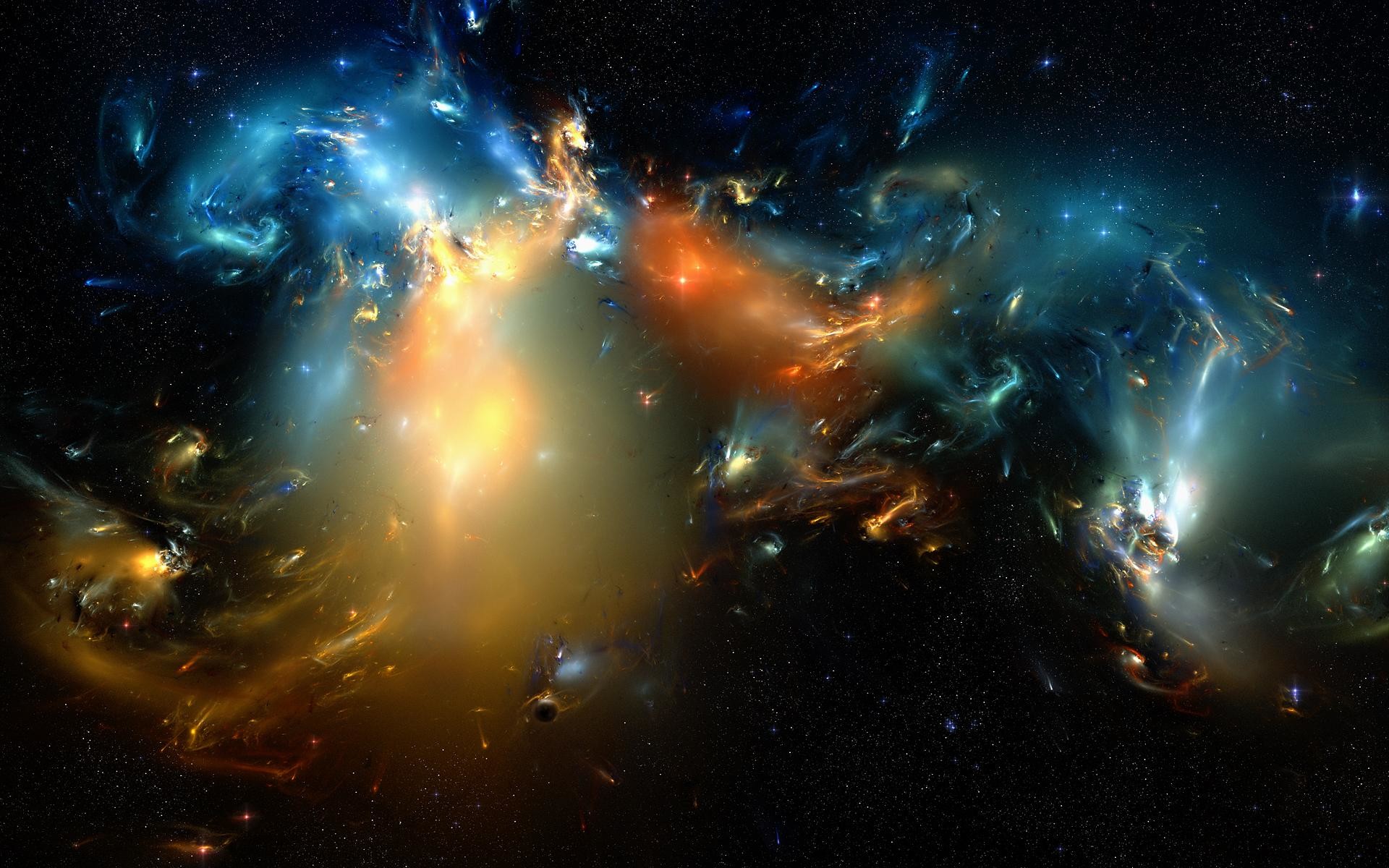 Nebulosa, Spazio, Arancione, Blu, 16:10 Full HD, sfondo widescreen
