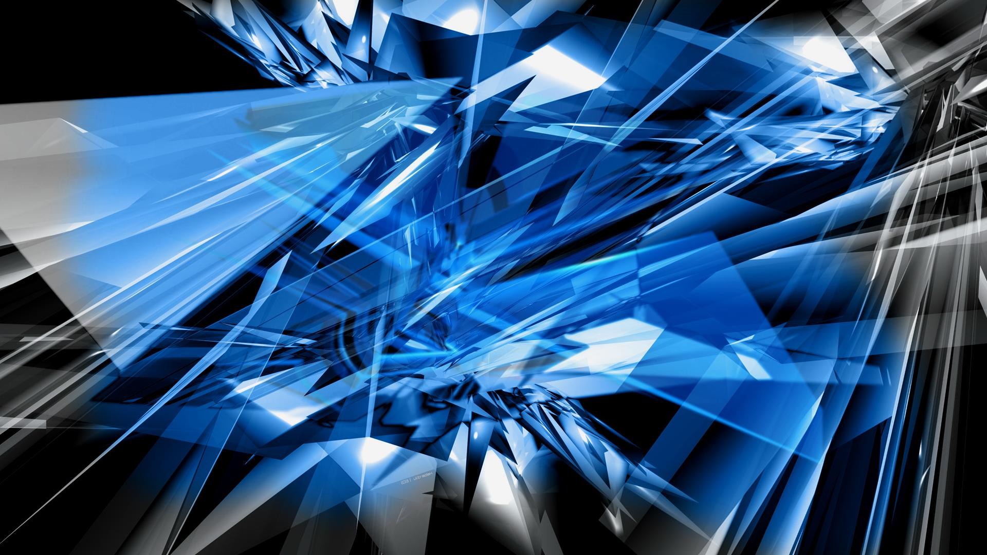 Cristalli, Astratto, Arte 3D, Blu, 1920x1080, wallpaper desktop