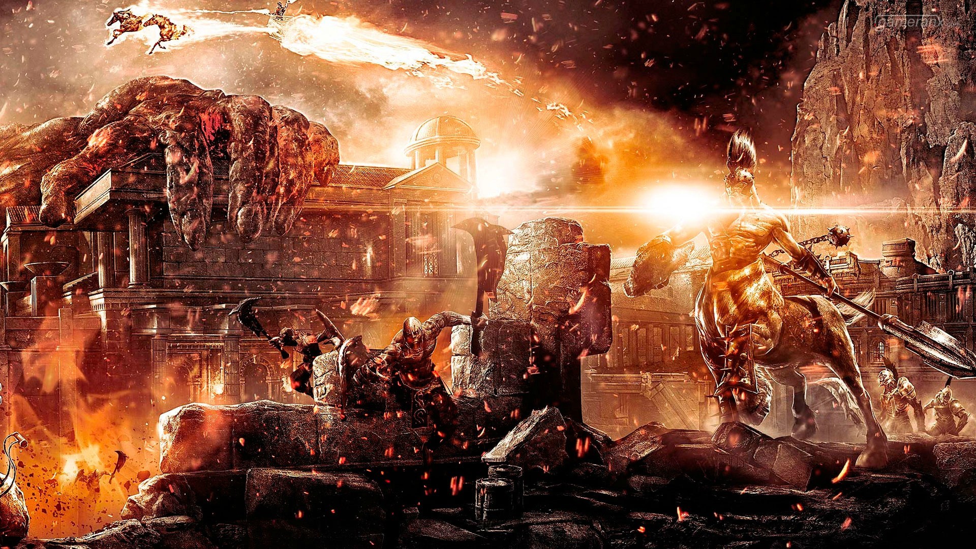 Battaglia, Fuoco, Rovine, Fantascienza, 1920x1080, sfondo per PC