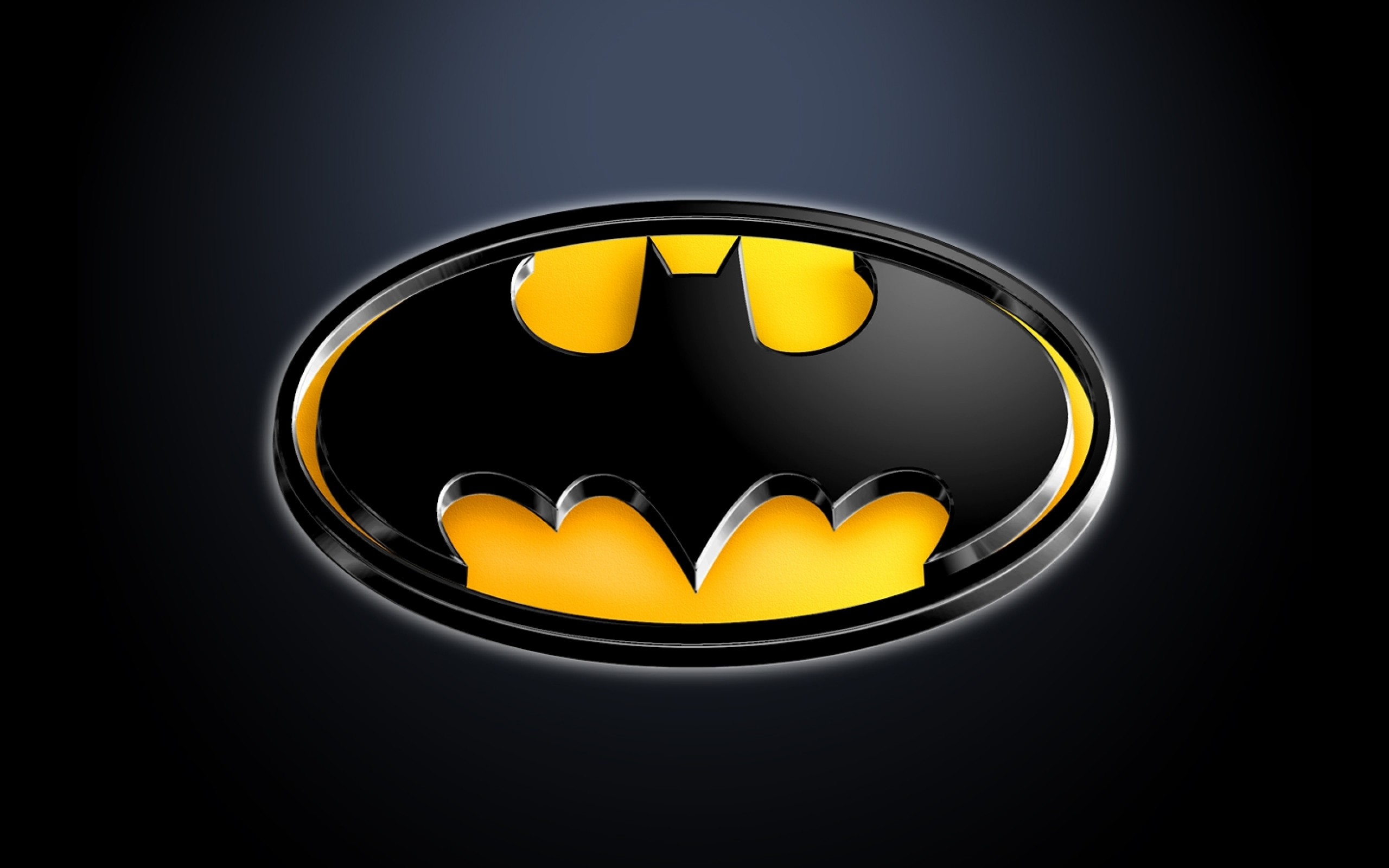 Logo di Batman, Giallo, Sfondo nero, 2K, wallpaper per portatile