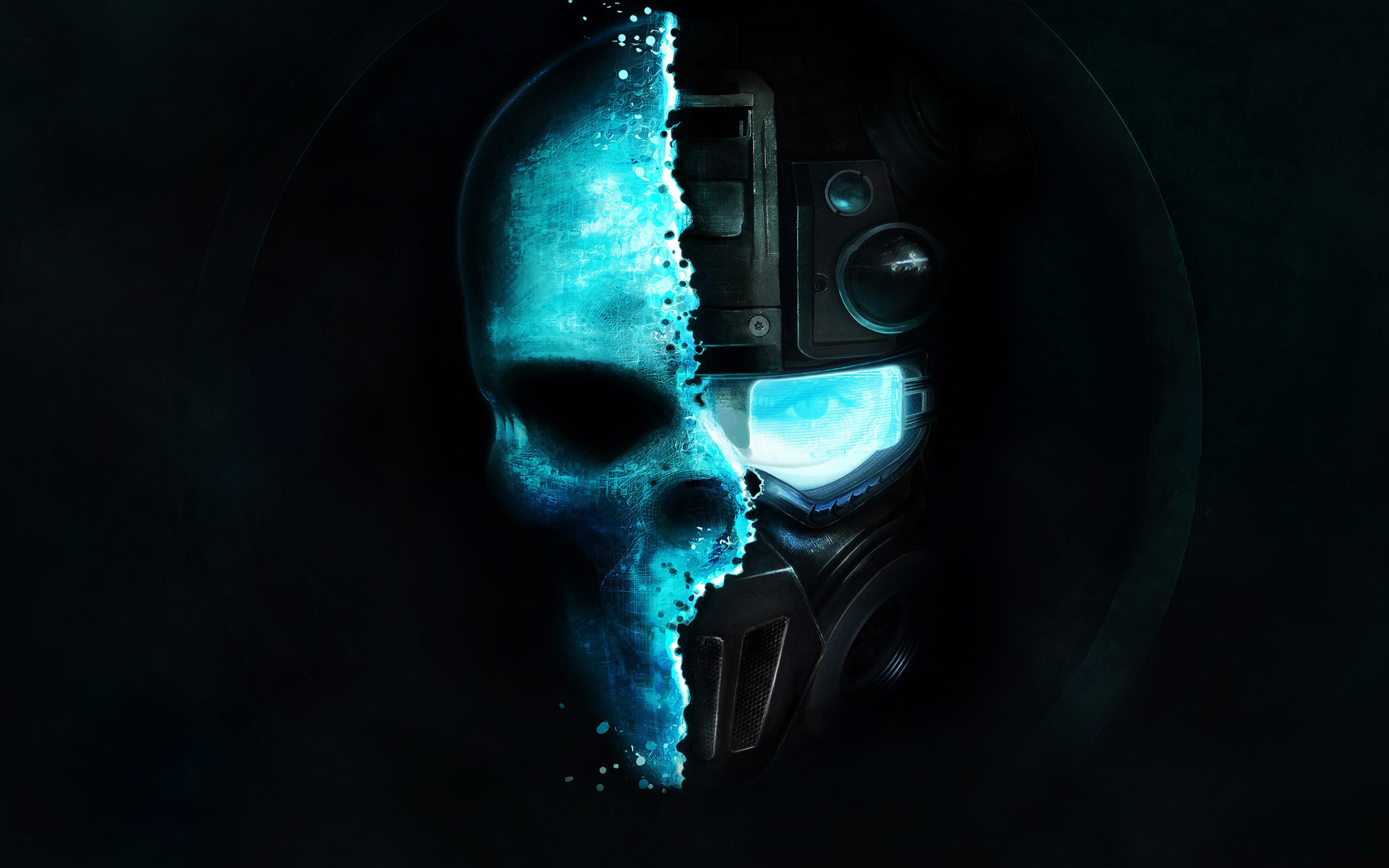 Ghost Recon, Teschio, Azzurro, Dispersione, Full HD, sfondo desktop