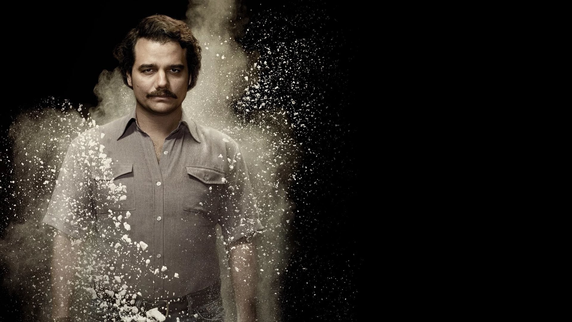 Pablo Escobar, Wagner Moura, Narcos, Polvere, Sfondo nero, 1920x1080, wallpaper desktop