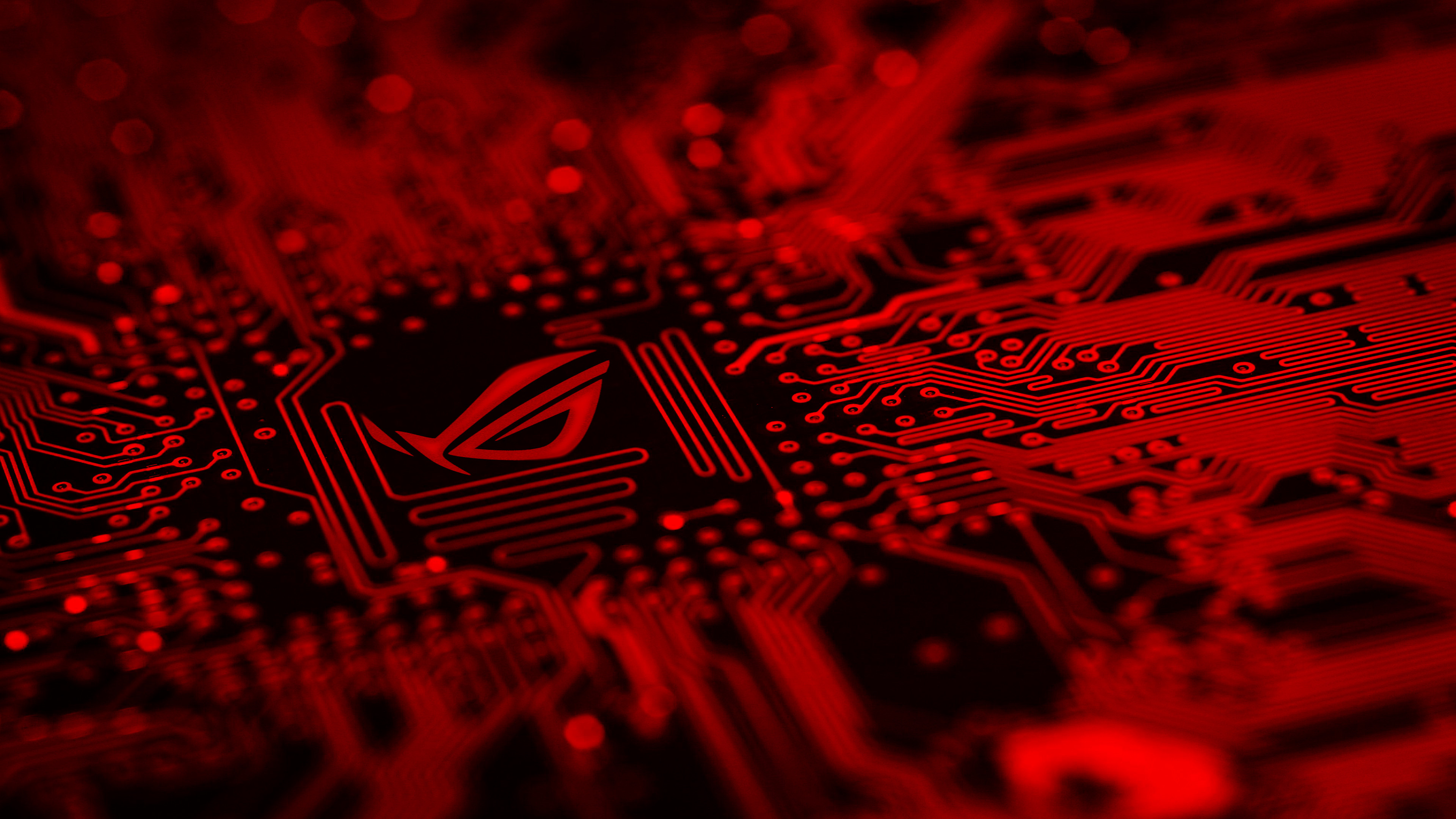 ASUS ROG, Circuito, Rosso, Logo, 4K, sfondo per PC e portatile