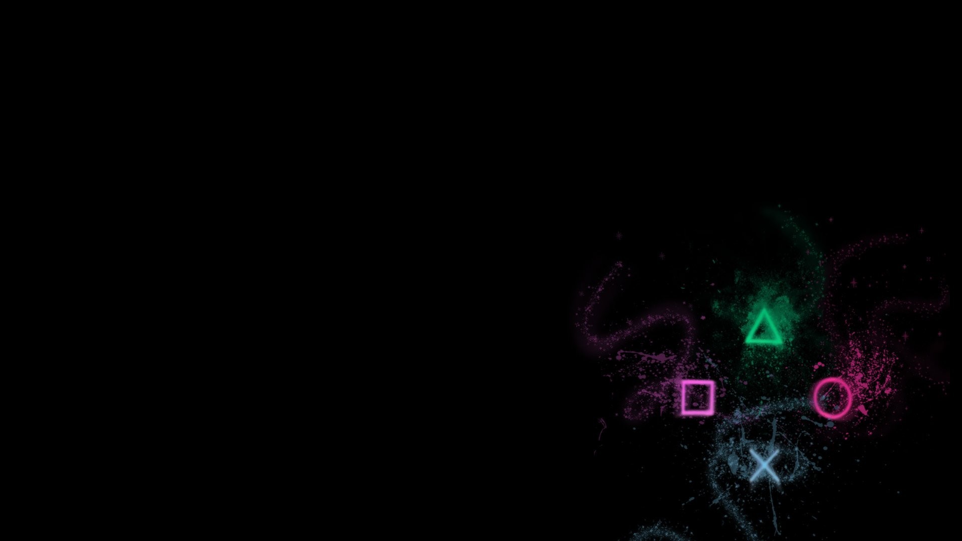 Tasti PlayStation, Triangolo, Cerchio, Quadrato, Sfondo nero, 16:9 Full HD, wallpaper widescreen
