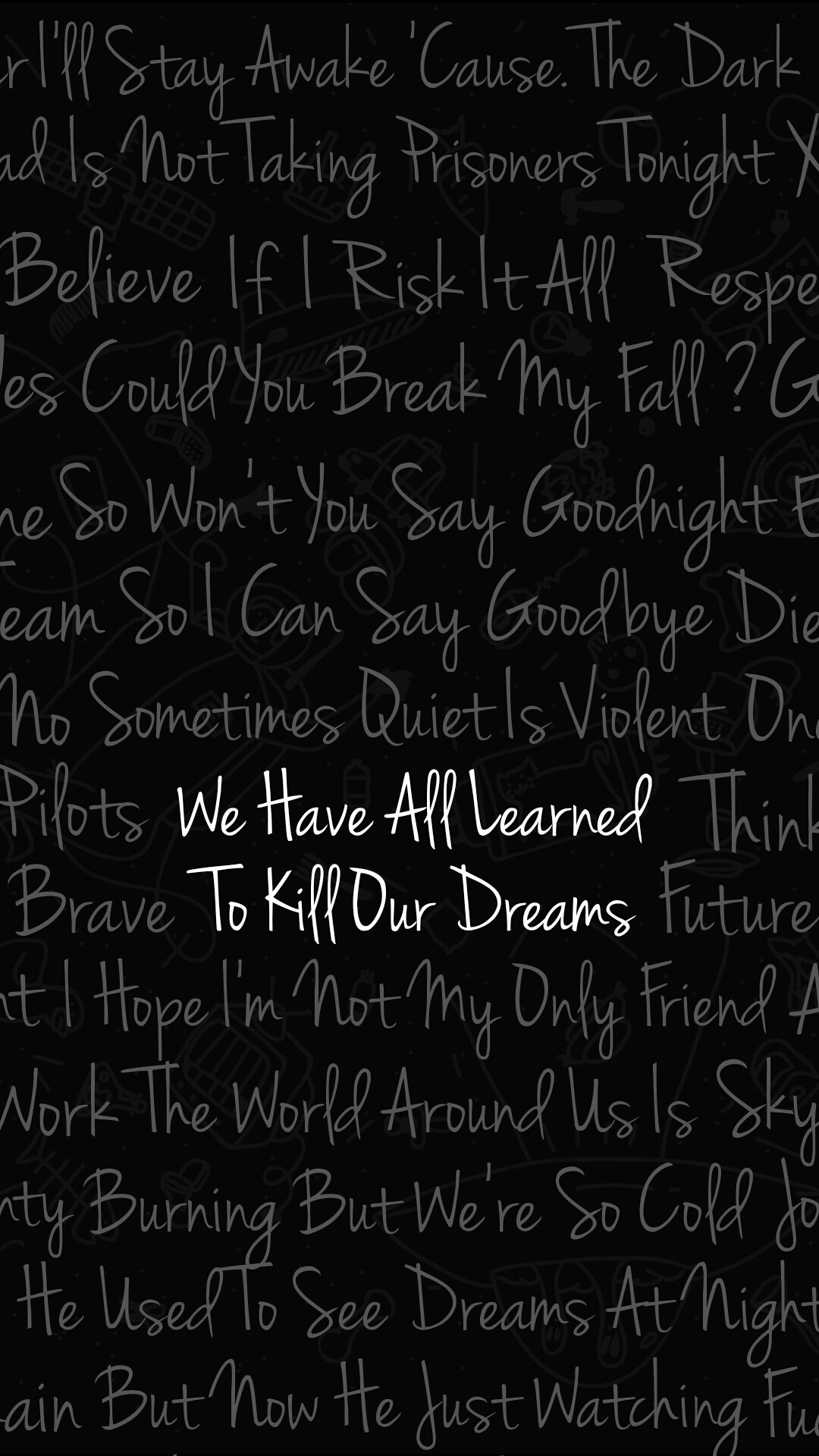 Twenty One Pilots, Testo della canzone, Tipografia, Sfondo nero, schermata di blocco smartphone