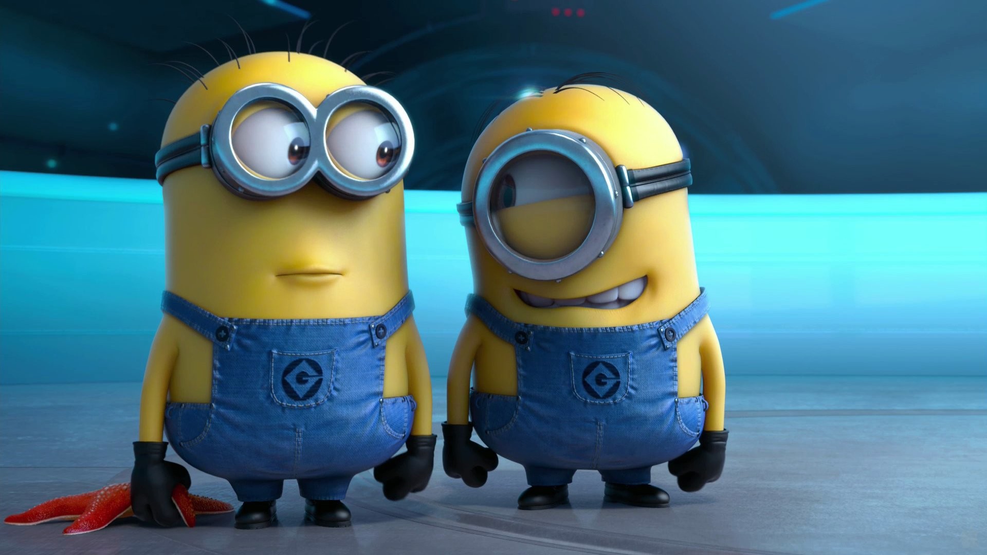 Minions, Cattivissimo me 2, Sfondo blu, Full HD, wallpaper per PC