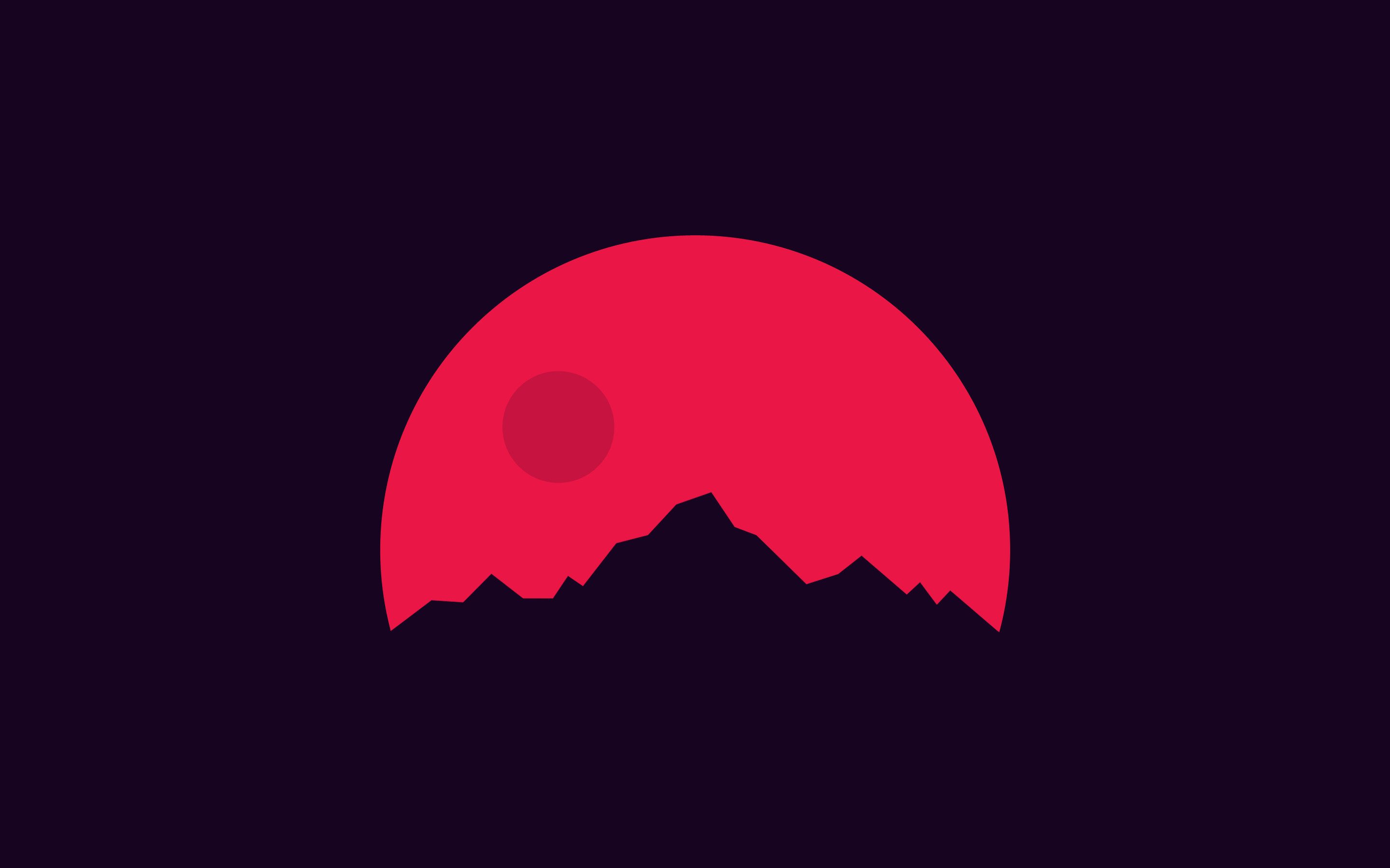 Minimalismo, Luna rossa, Montagne, Silhouette, 2880x1800, sfondo MacBook Pro
