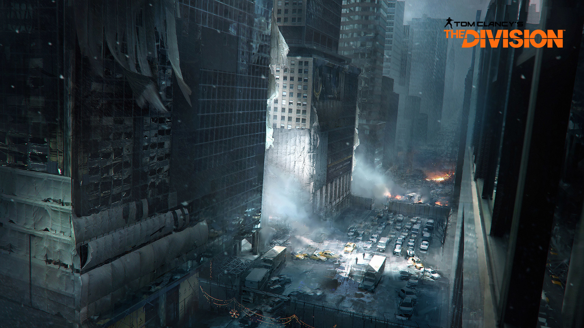 Tom Clancy's The Division, Grattacieli, Vista aerea, Logo, 1920x1080, immagine di sfondo