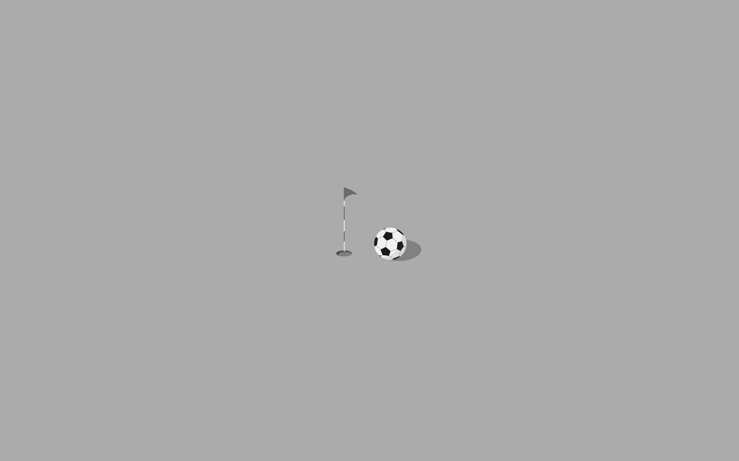 Pallone da calcio, Bandierina, Sfondo grigio, Minimalista, 2K, wallpaper per computer
