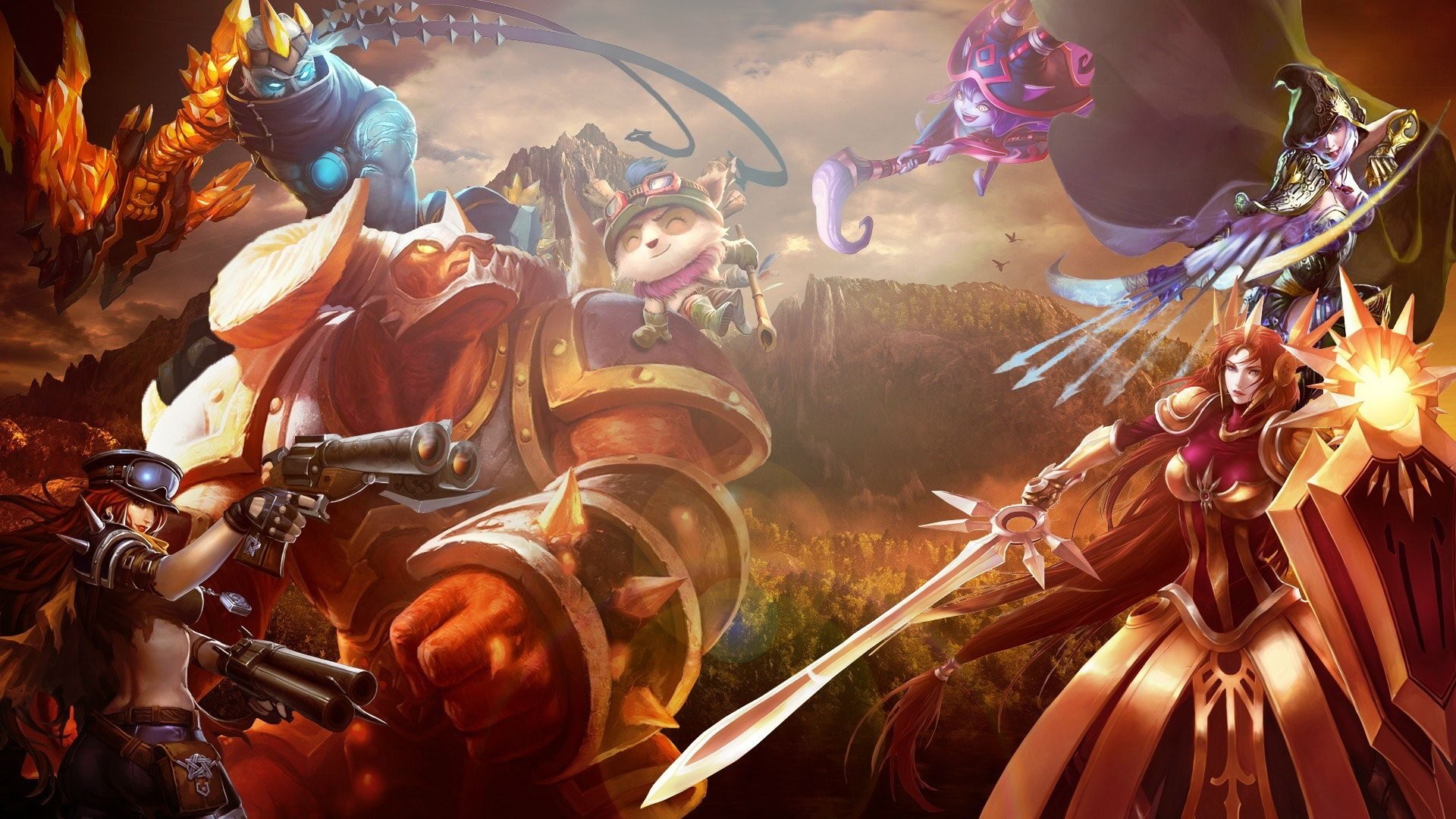 Teemo, Leona, League of Legends, Battaglia, 1920x1080, immagine di sfondo