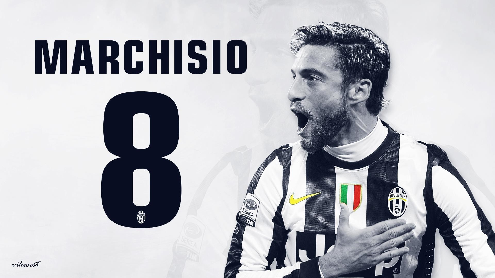 Claudio Marchisio, Juventus, Numero 8, Esultanza, Maglia bianconera, sfondo 1920x1080 per PC