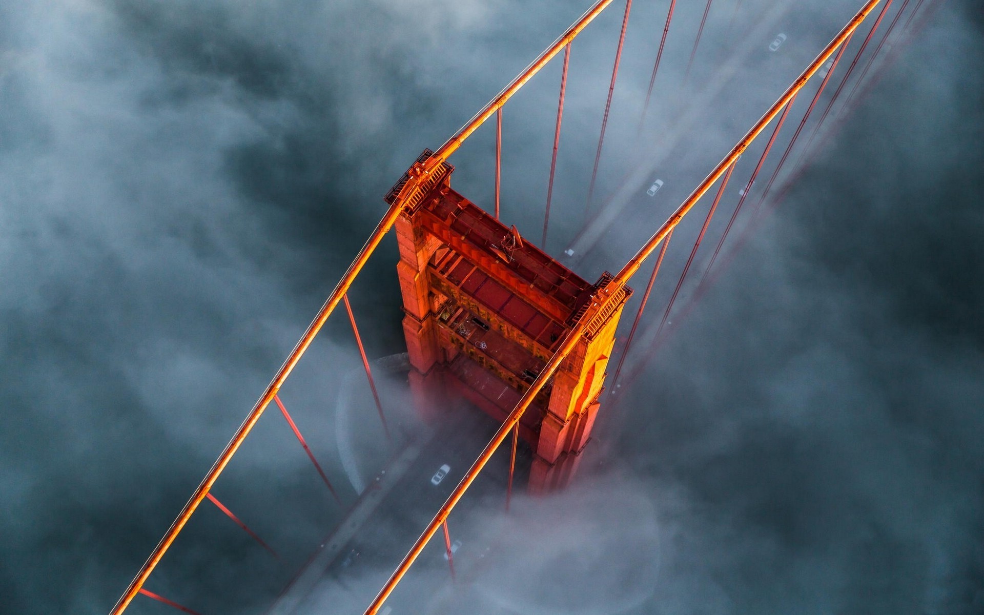 Golden Gate Bridge, San Francisco, Vista aerea, Nebbia, 1920x1200, wallpaper desktop