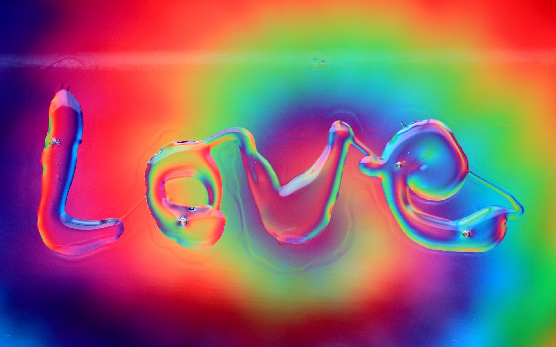 Love, Lettere liquide, Colori dell'arcobaleno, Full HD, sfondo per portatile