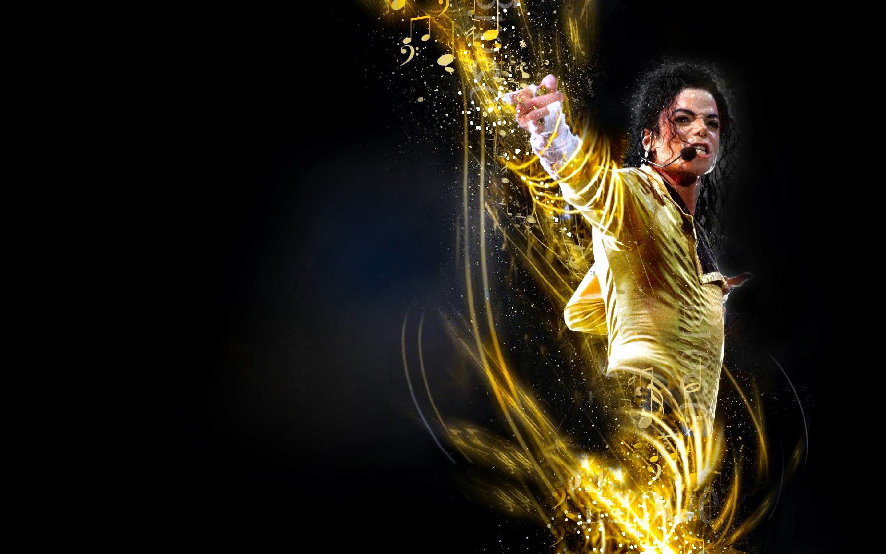 Michael Jackson, Giacca dorata, Arte digitale, Sfondo nero, 2880x1800, wallpaper desktop