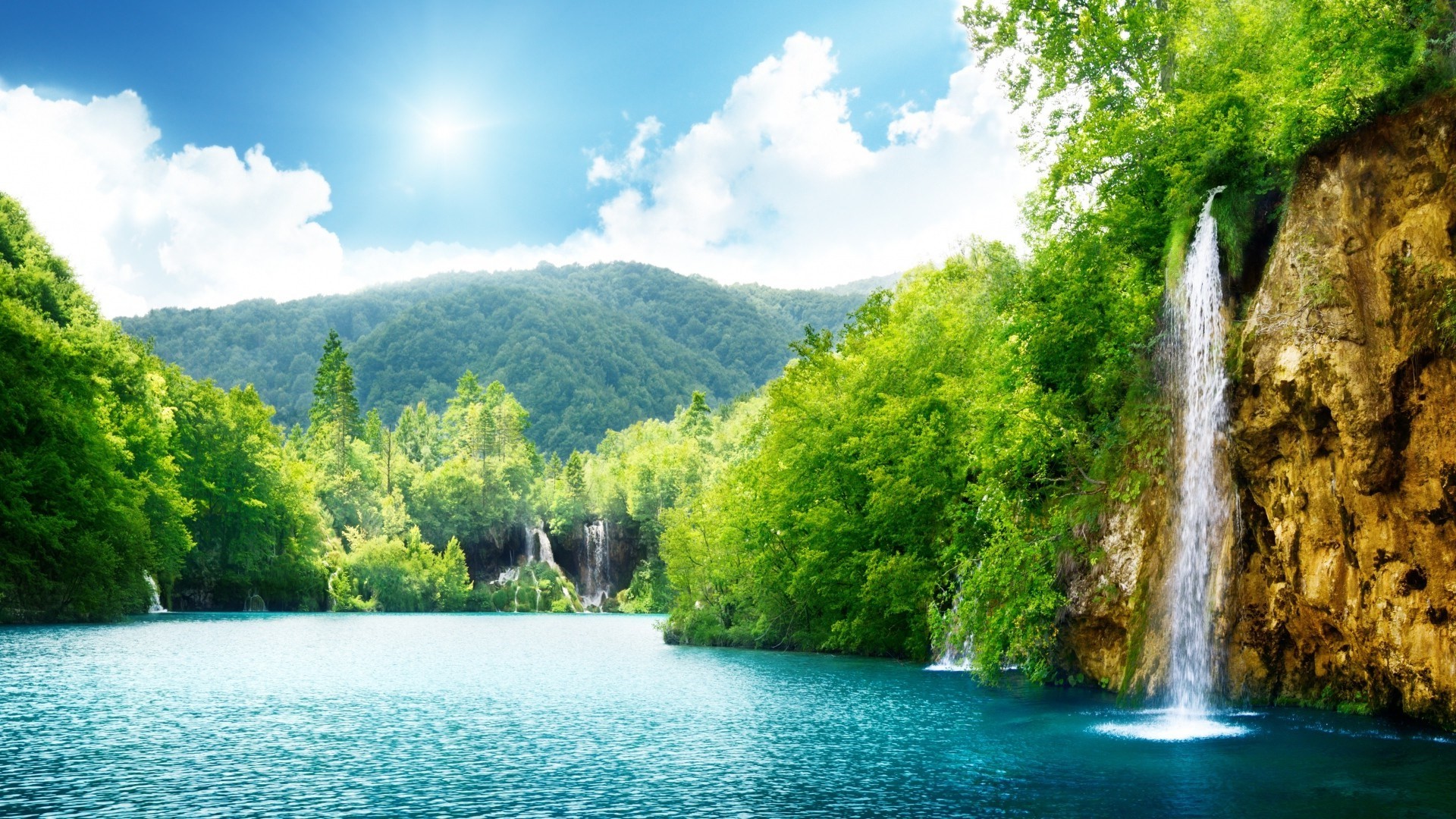Laghi di Plitvice, Croazia, Cascata, Lago, Foresta, Full HD, sfondo per PC