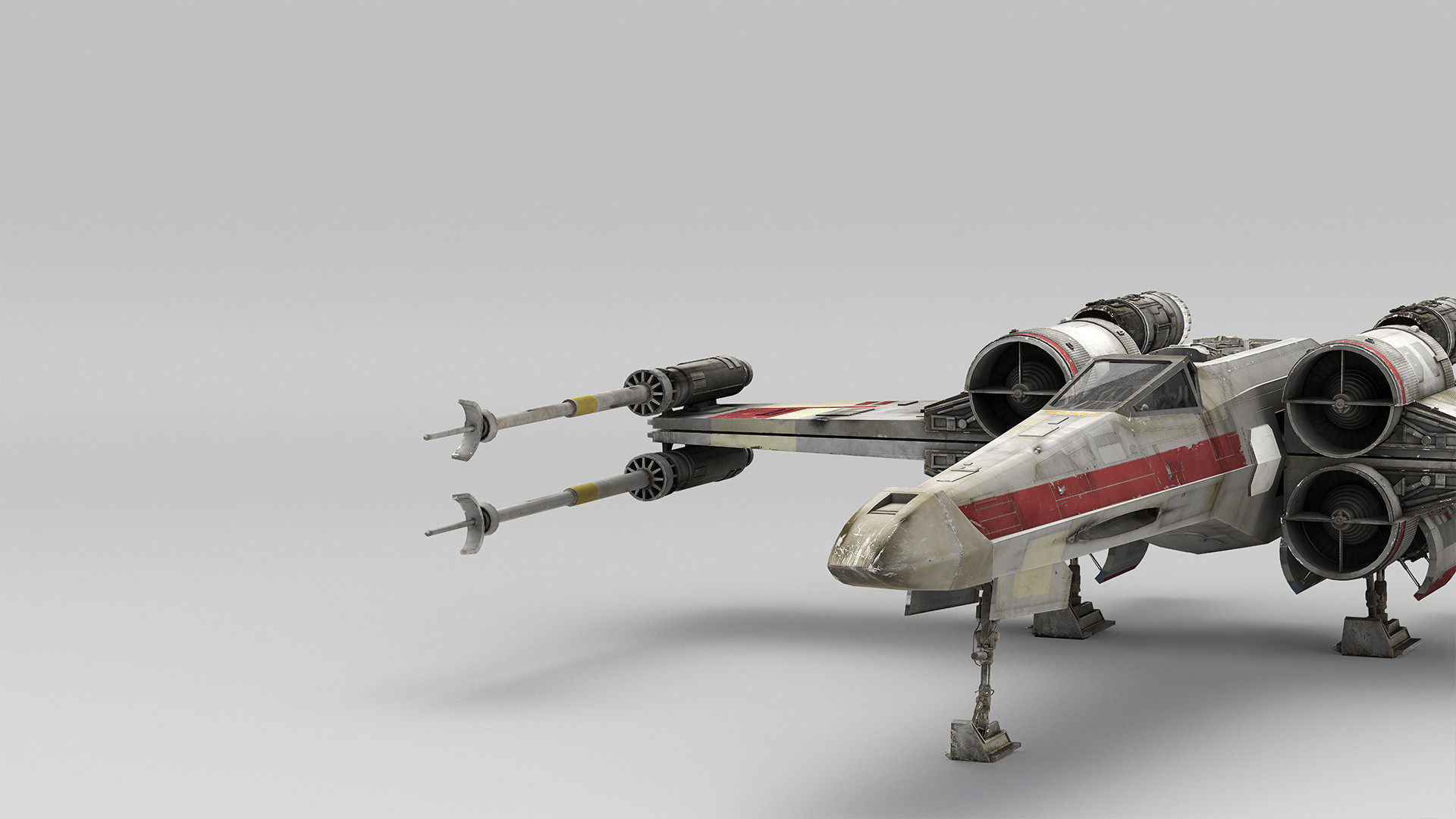 Star Wars, X-wing, Sfondo grigio, Rendering 3D, Full HD, wallpaper per PC