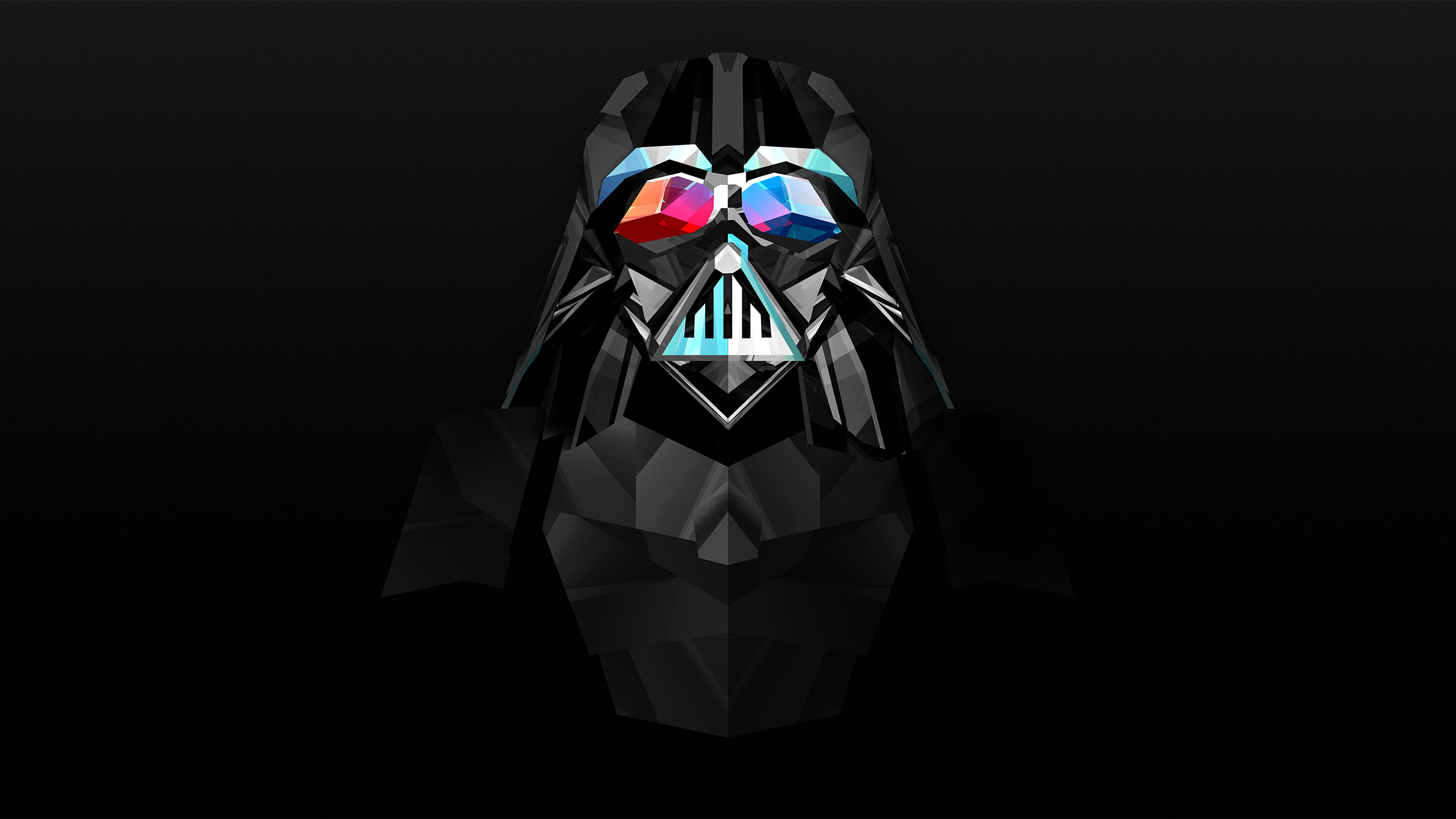 Darth Vader, Low poly, Casco, Sfondo nero, 2K, wallpaper desktop