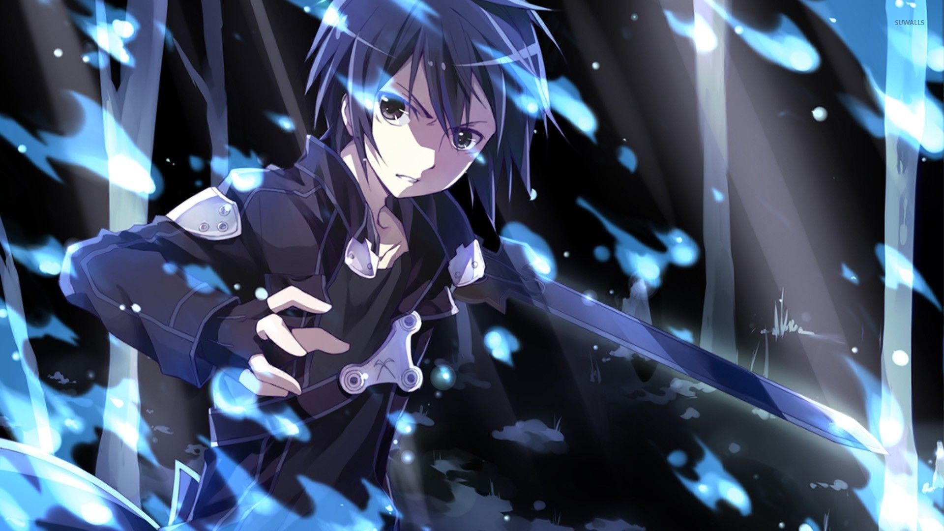 Kirito, Sword Art Online, Blu, Anime, Full HD, wallpaper per computer