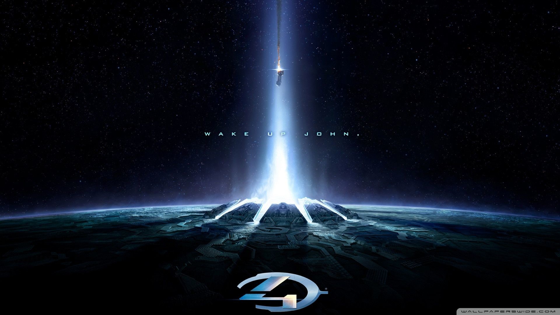 Halo 4, Wake up, John, Halo, Fascio di luce, Spazio, 16:9 Full HD, sfondo widescreen