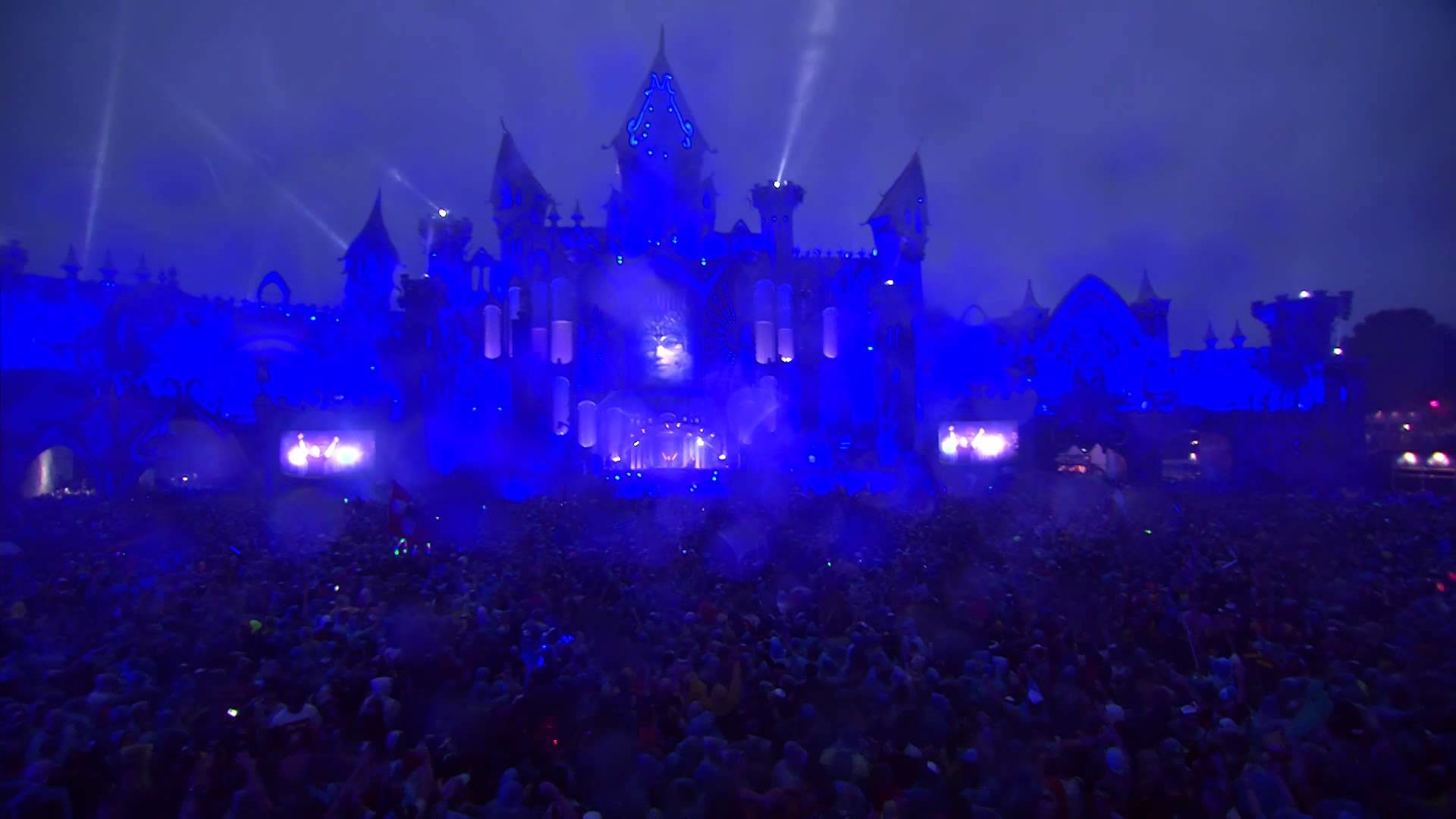Tomorrowland, Main stage, Castello, Luci blu, Full HD, sfondo per PC