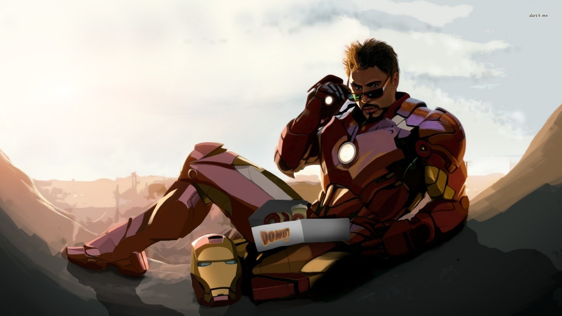 Tony Stark, Iron Man, Ciambelle, Illustrazione, Full HD 1080p, sfondo desktop