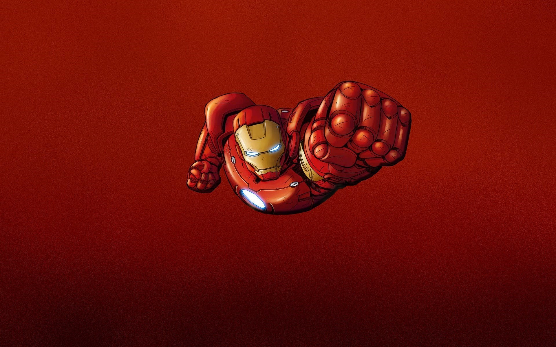 Iron Man, Volo, Pugno, Sfondo rosso, 1920x1200, wallpaper desktop