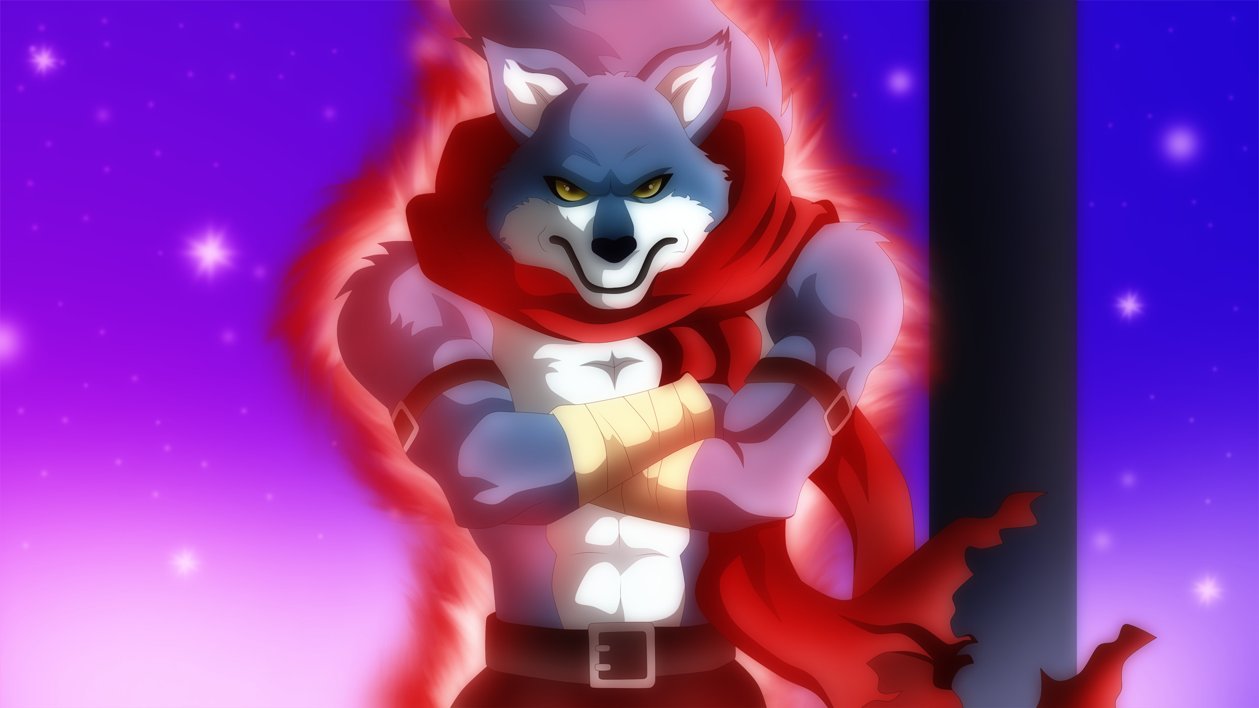 Lupo, Fan art, Aura rossa, 16:9 2K, sfondo widescreen