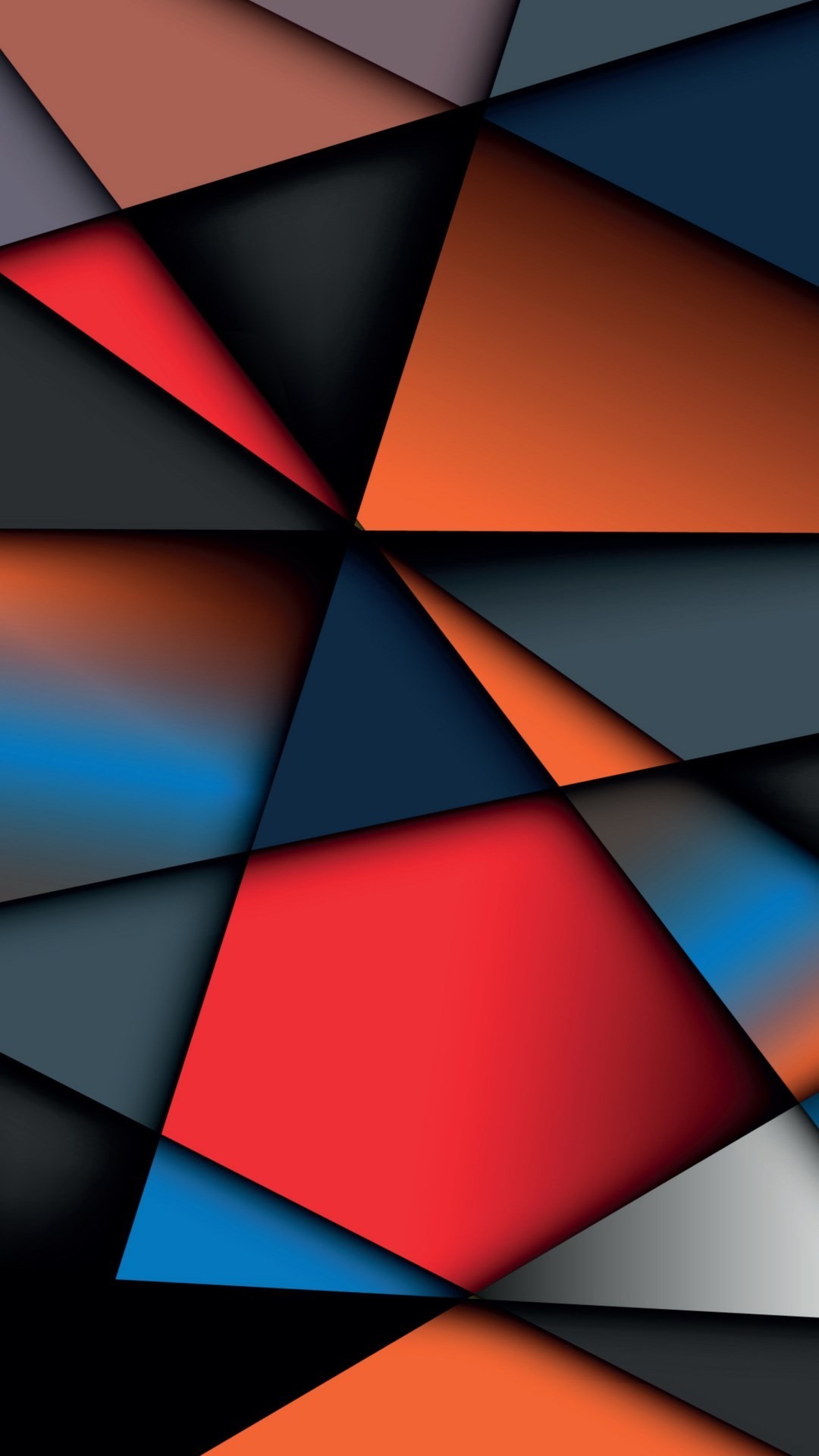 Forme poligonali, Rosso e blu, Astratto, Full HD, sfondo per smartphone