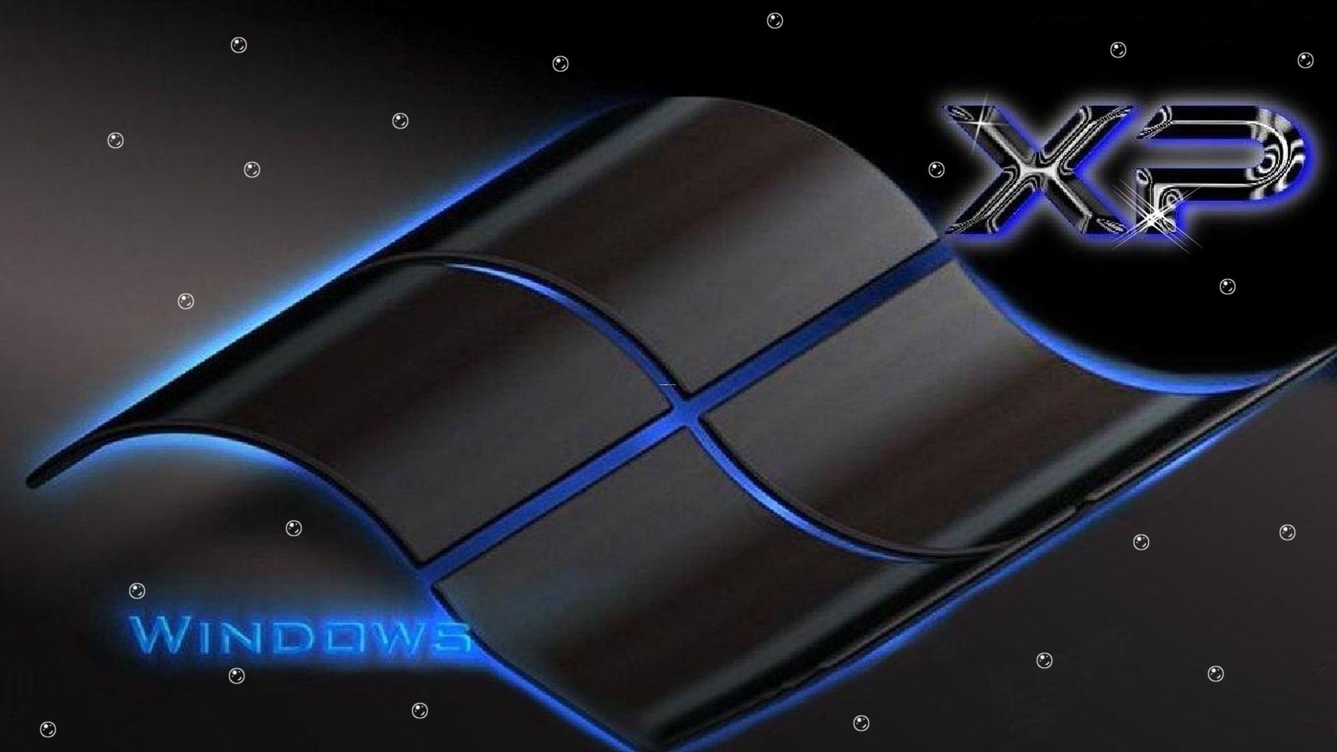 Windows XP, Logo Windows, 3D, Neon blu, Full HD, sfondo per PC