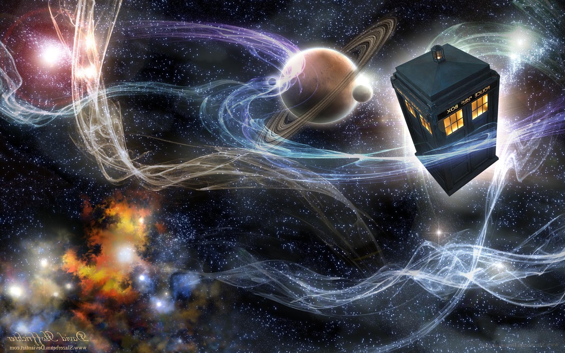 TARDIS, Doctor Who, Saturno, Spazio, 1920x1200, sfondo per PC