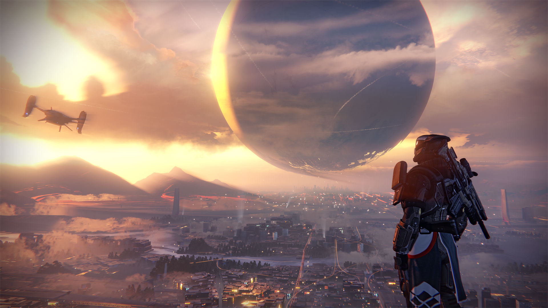 Destiny, Il Viaggiatore, Ultima Città, Titano, Tramonto, Full HD 1080p, sfondo desktop