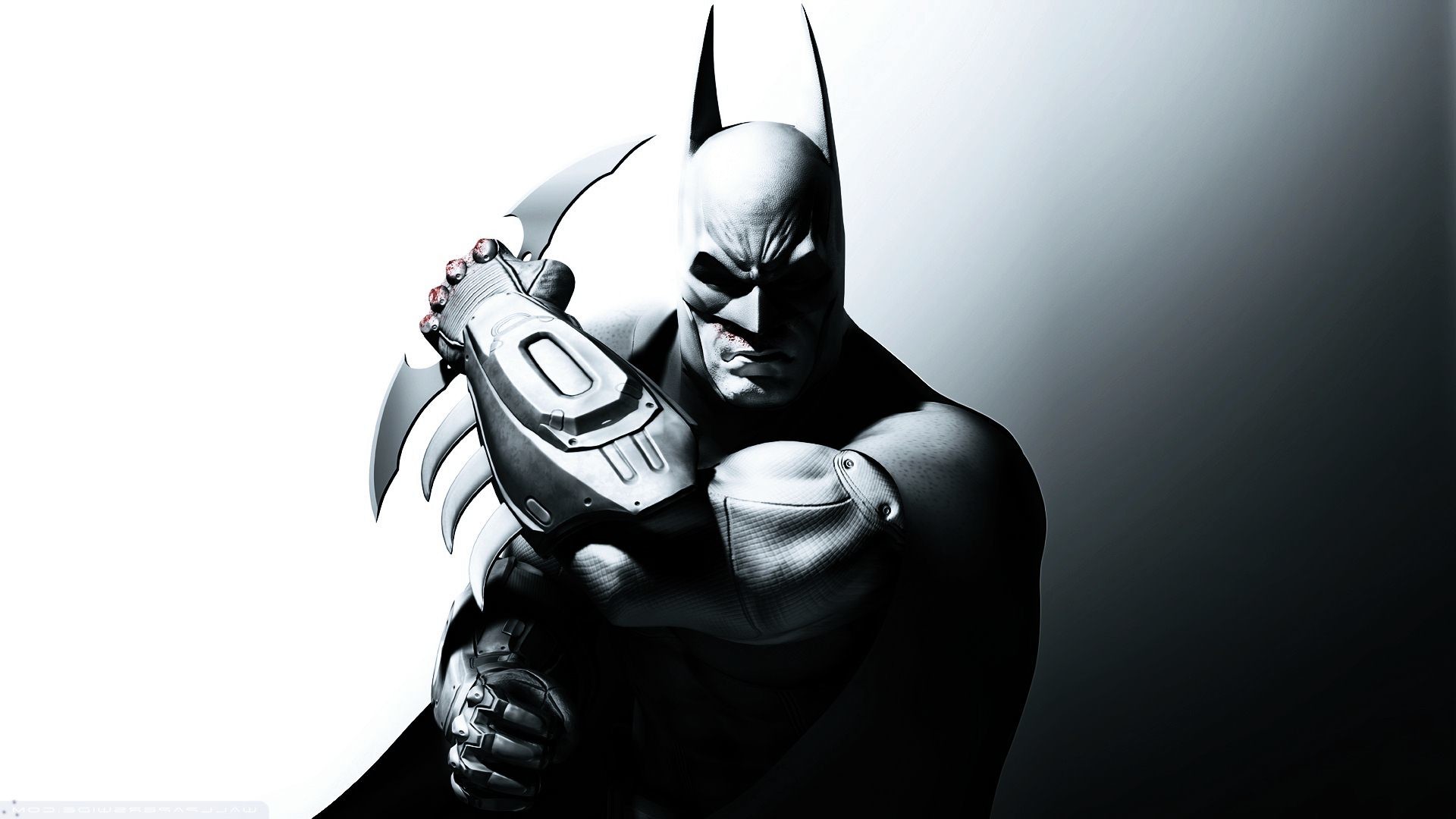 Batman, Batman: Arkham City, Rampino, Bianco e nero, Full HD, sfondo Windows 11