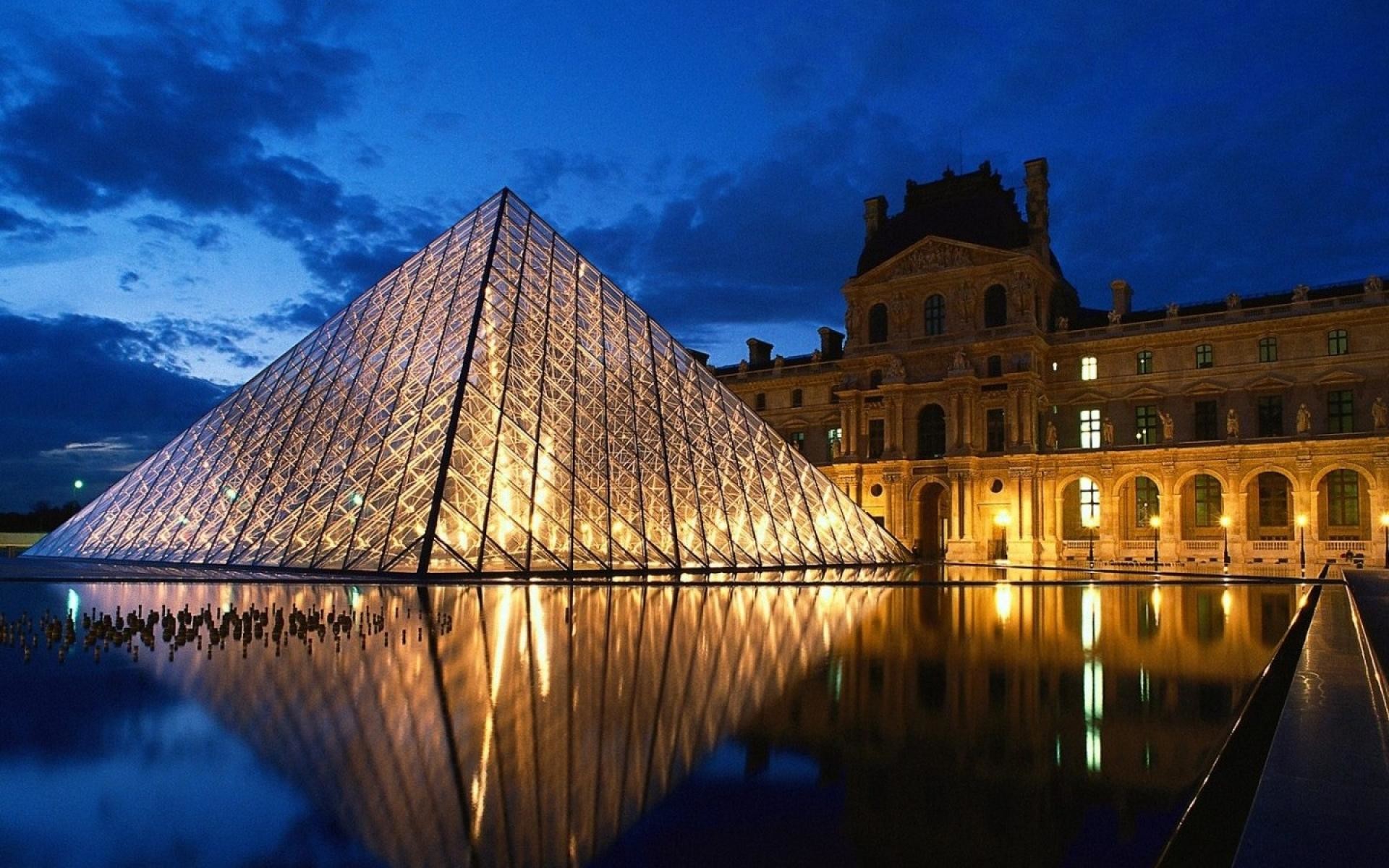 Piramide del Louvre, Museo del Louvre, Parigi, Notte, 1920x1200, sfondo MacBook Pro