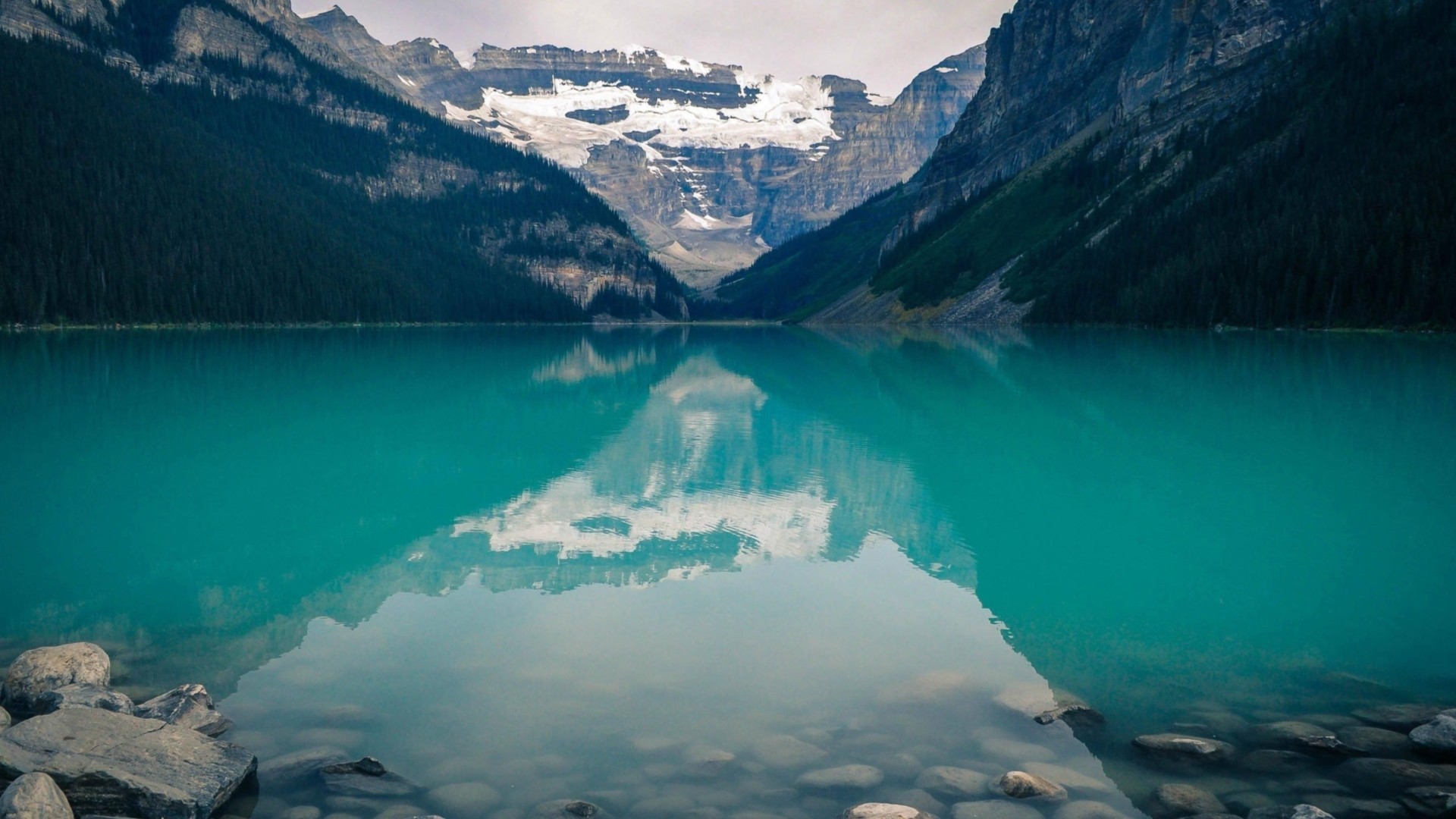 Lake Louise, Banff, Canada, Lago turchese, Riflesso, sfondo desktop