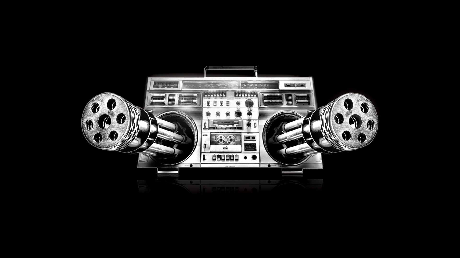 Stereo portatile, Boombox, Bianco e nero, 1920x1080, sfondo per PC