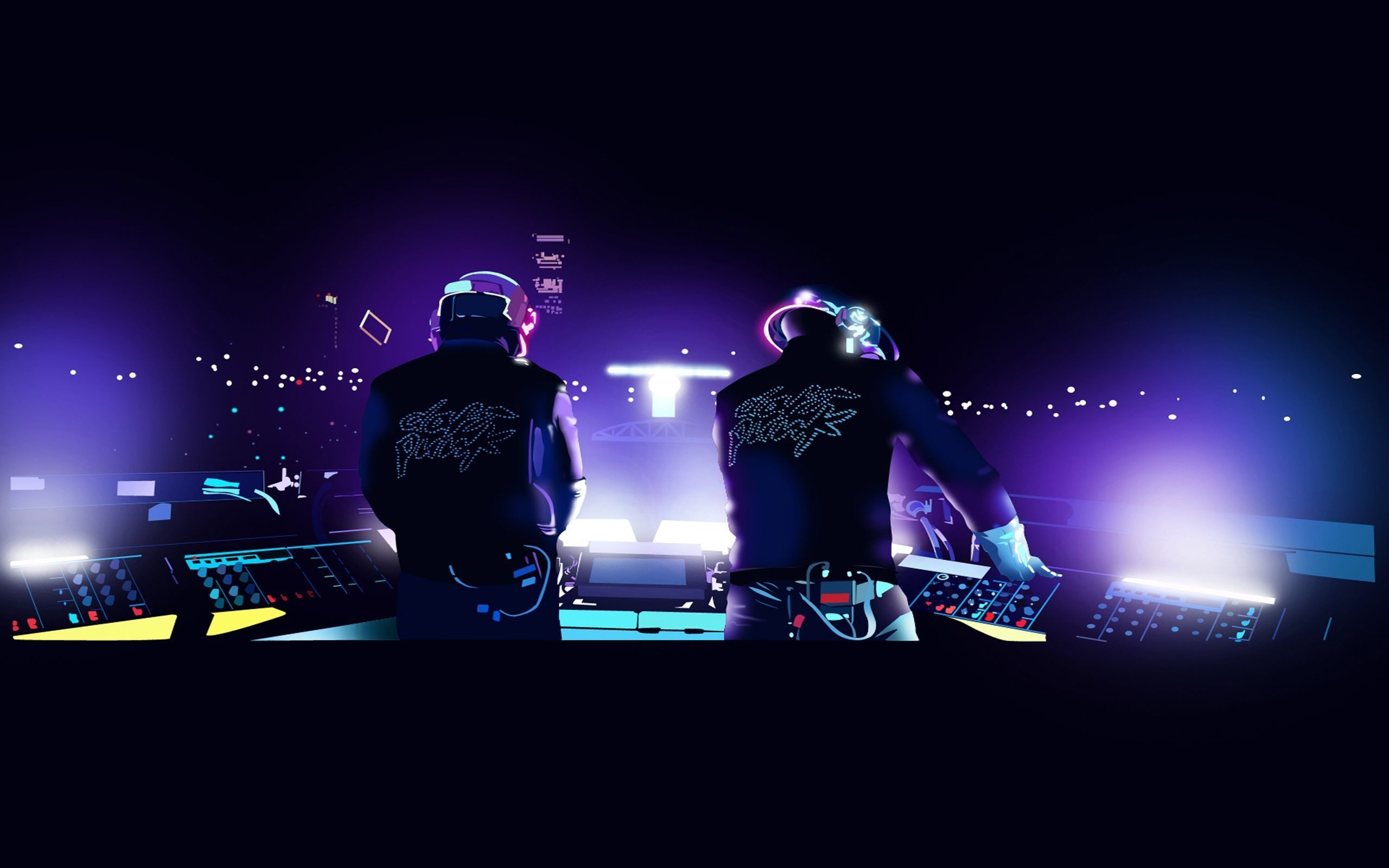 Daft Punk, DJ set, Palco, Luci blu, 2560x1600, sfondo MacBook Pro