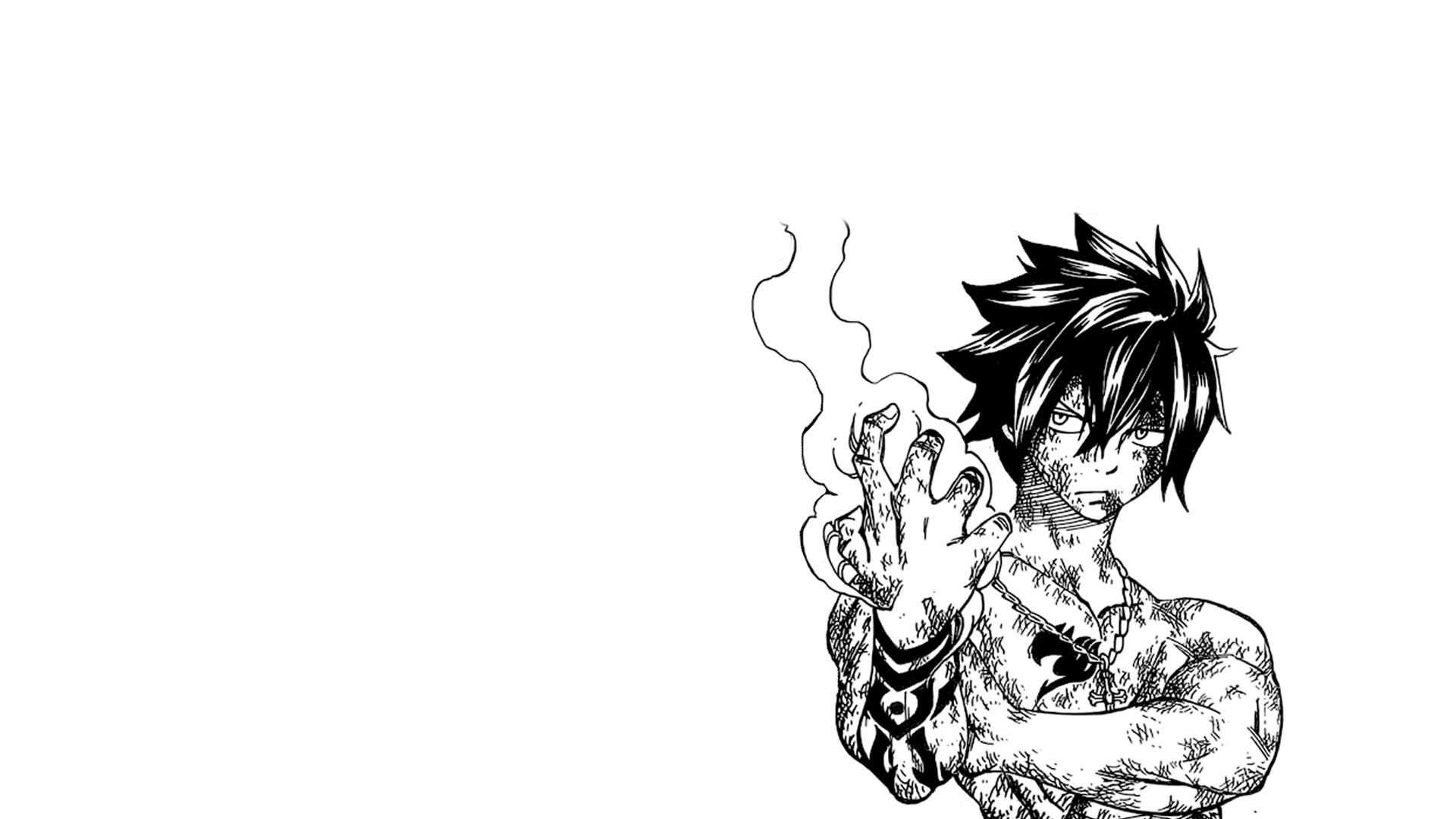 Gray Fullbuster, Fairy Tail, Manga, Bianco e nero, Sfondo bianco, wallpaper per portatile