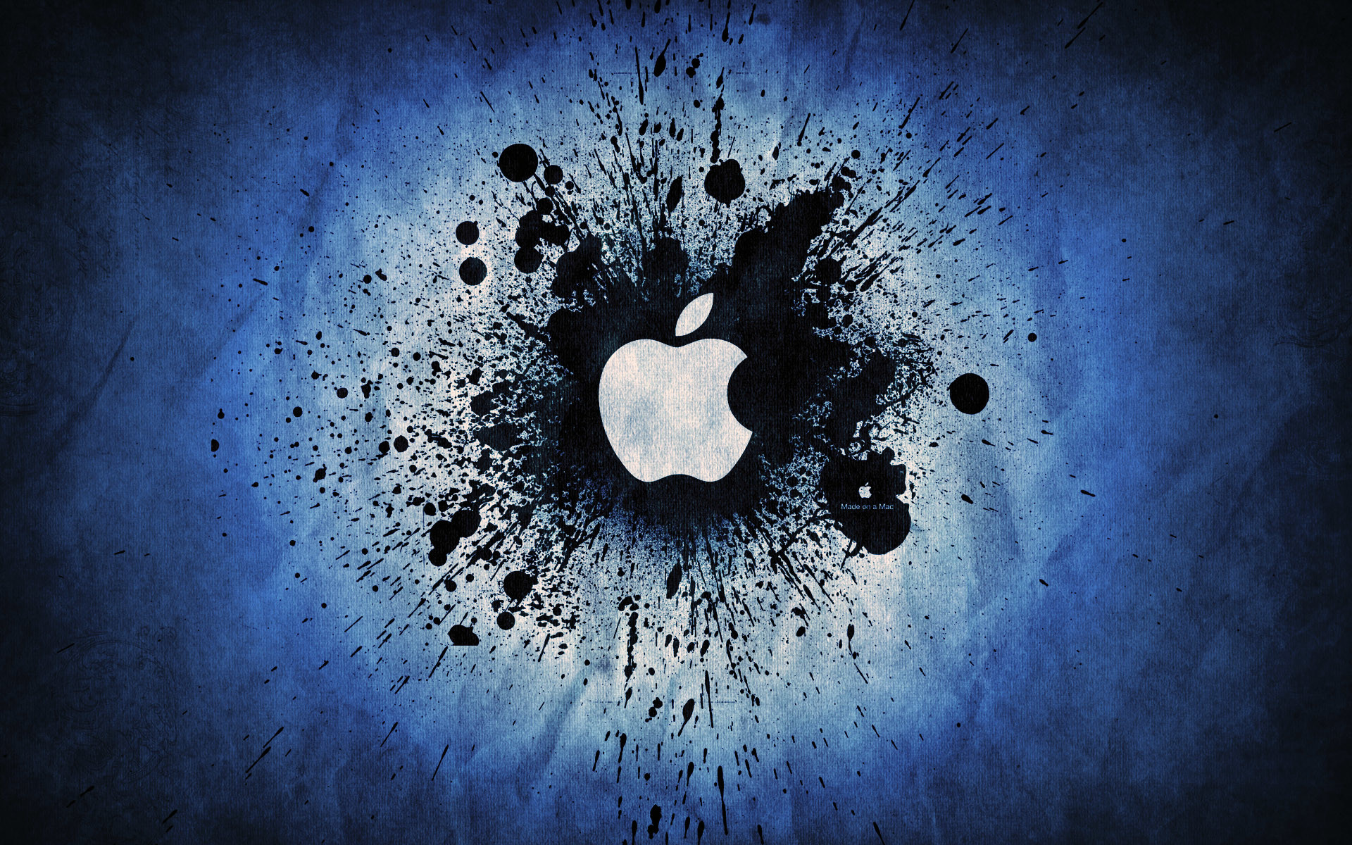 Logo Apple, Schizzi di inchiostro, Blu, Full HD, sfondo Windows 11
