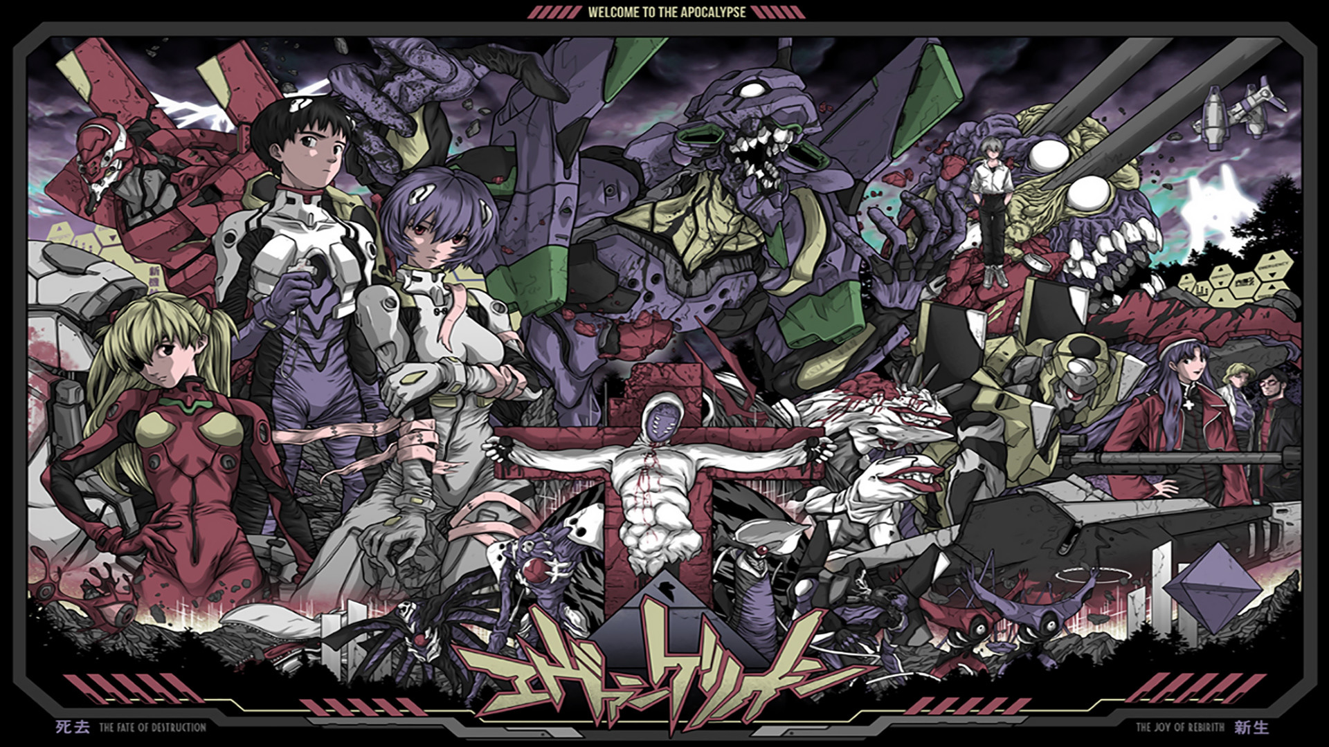 Neon Genesis Evangelion, Shinji Ikari, Rei Ayanami, Asuka Langley Soryu, Poster, Angeli, sfondo desktop