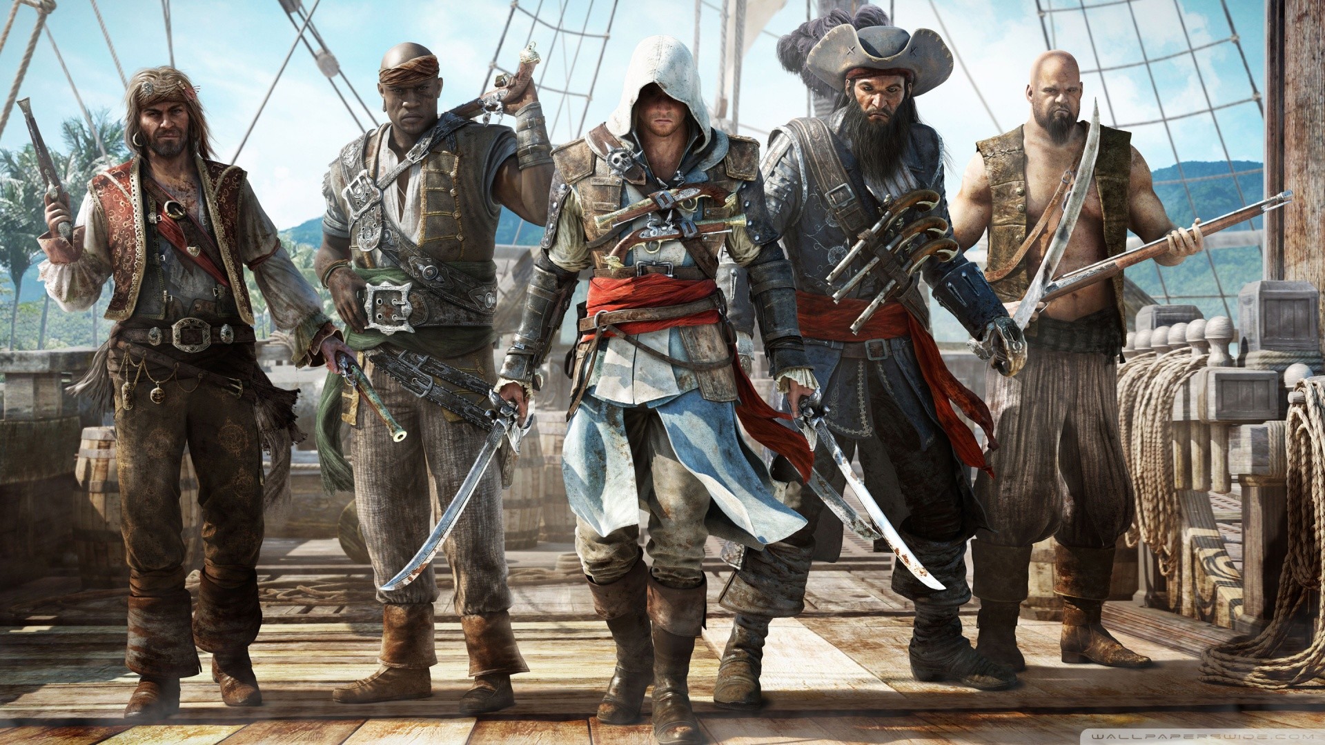 Edward Kenway, Barbanera, Assassin's Creed IV: Black Flag, Pirati, Nave, sfondo 16:9 Full HD
