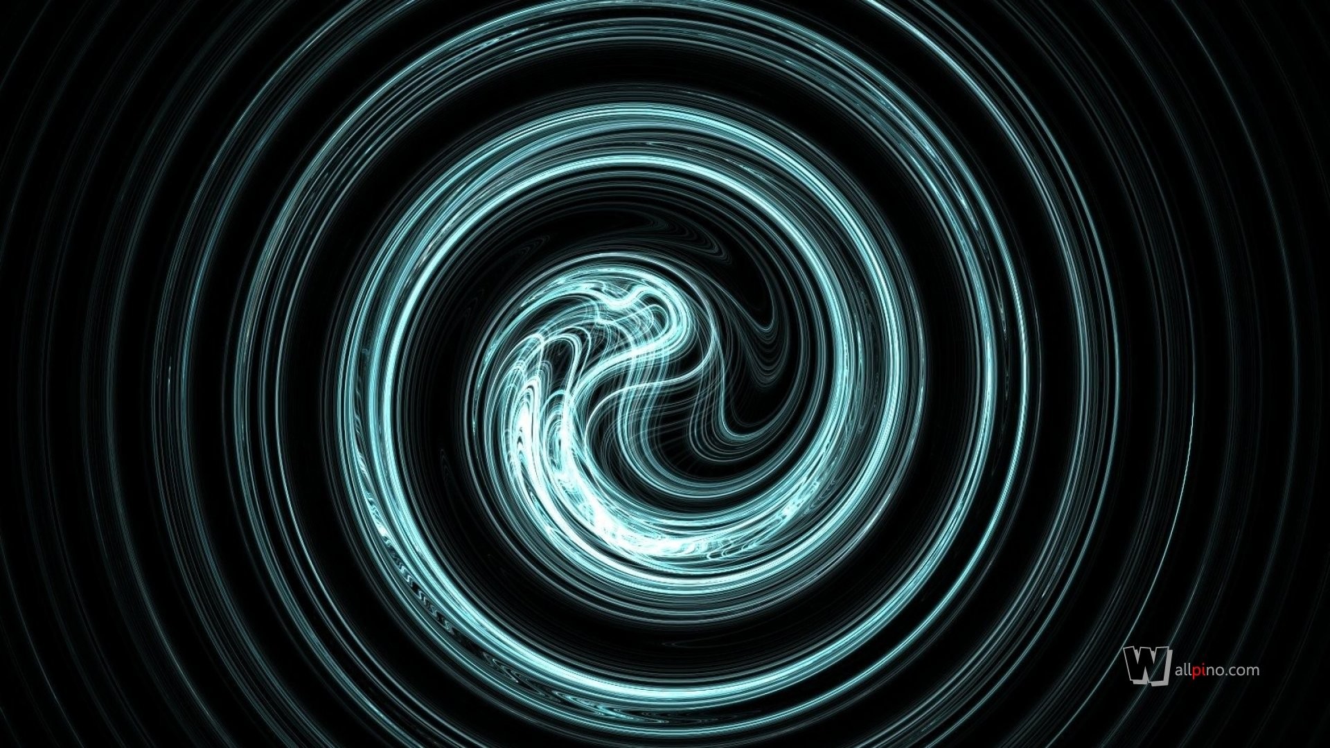 Spirale luminosa, Astratto, Turchese, Sfondo nero, Vortice, Full HD, wallpaper per portatile