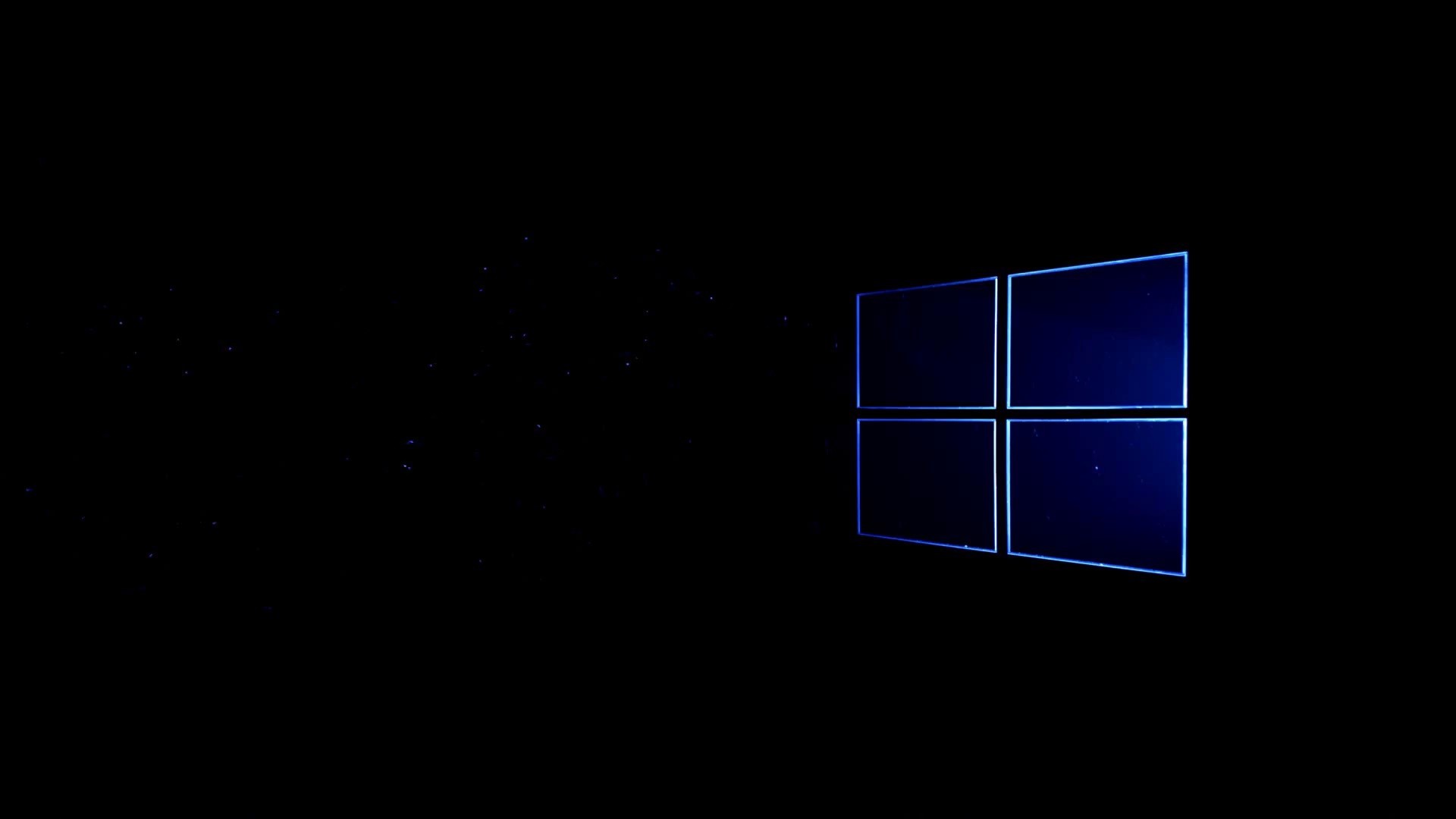 Windows 10, Logo Windows, Sfondo nero, Neon blu, Full HD, wallpaper per portatile