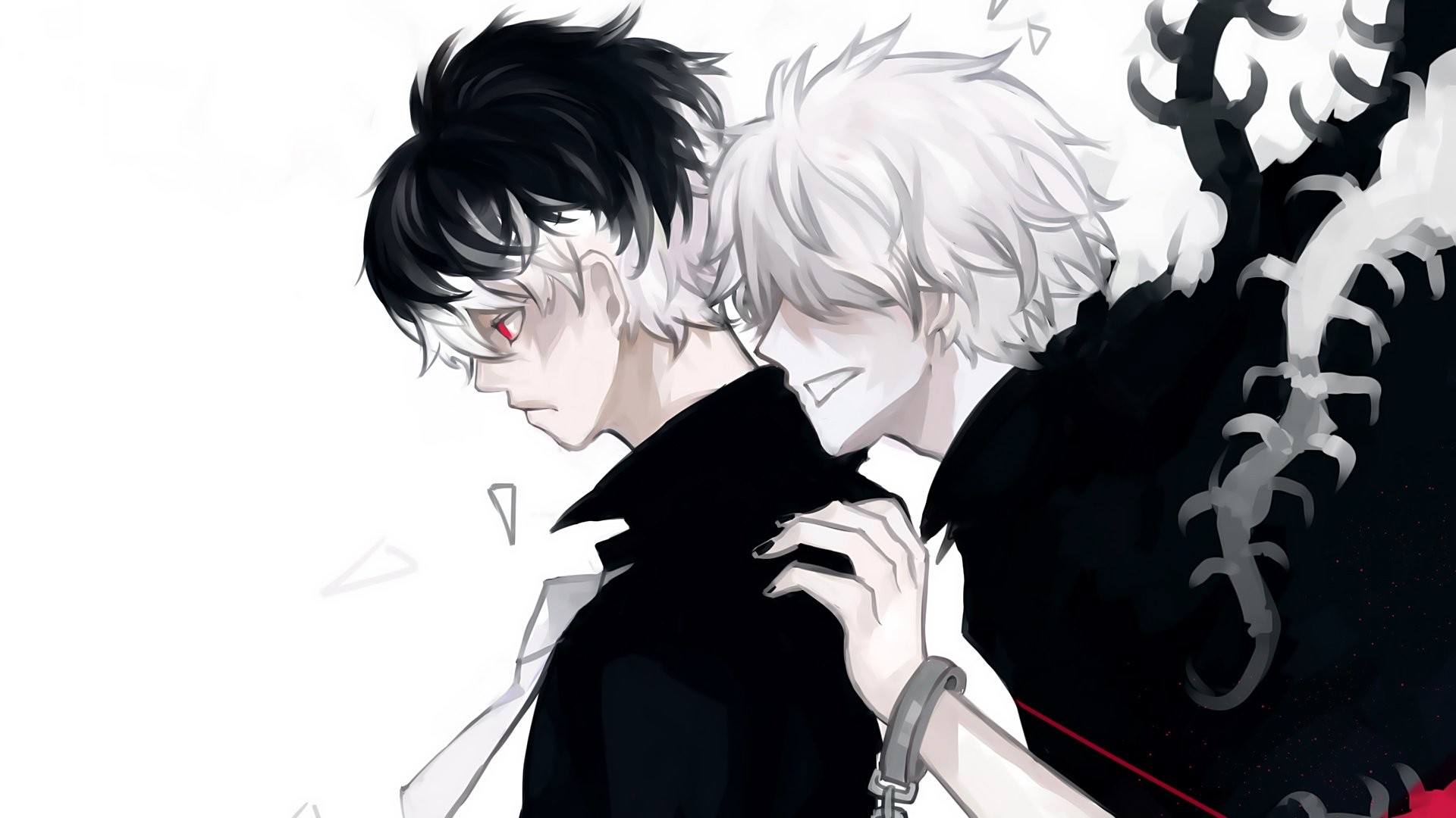 Ken Kaneki, Tokyo Ghoul, Doppia personalità, Centopiedi, Sfondo bianco, wallpaper 1920x1080