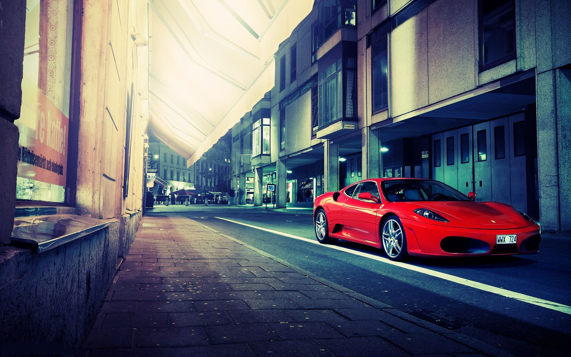 Ferrari F430, Strada, Auto rossa, Edifici, 1920x1200, wallpaper desktop