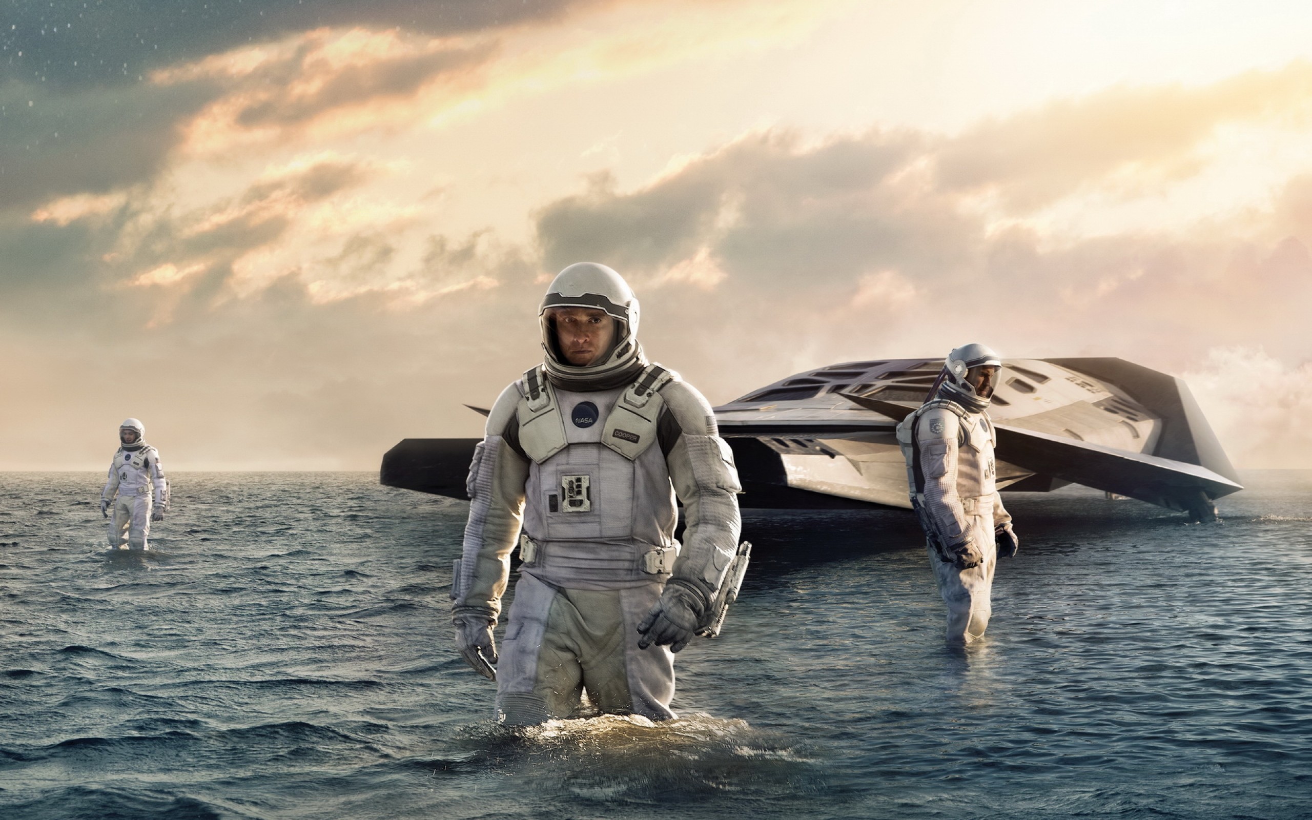 Interstellar, Matthew McConaughey, Pianeta di Miller, Ranger, Oceano, sfondo 2K per portatile